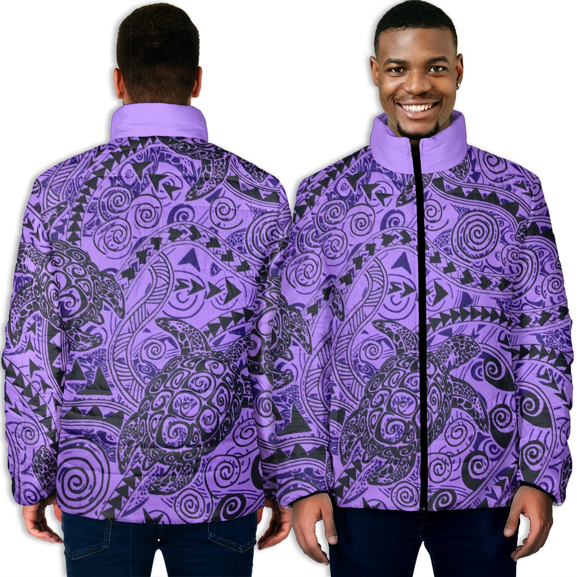 Hawaii Polynesian Turtle Men Padded Jacket Purple Style