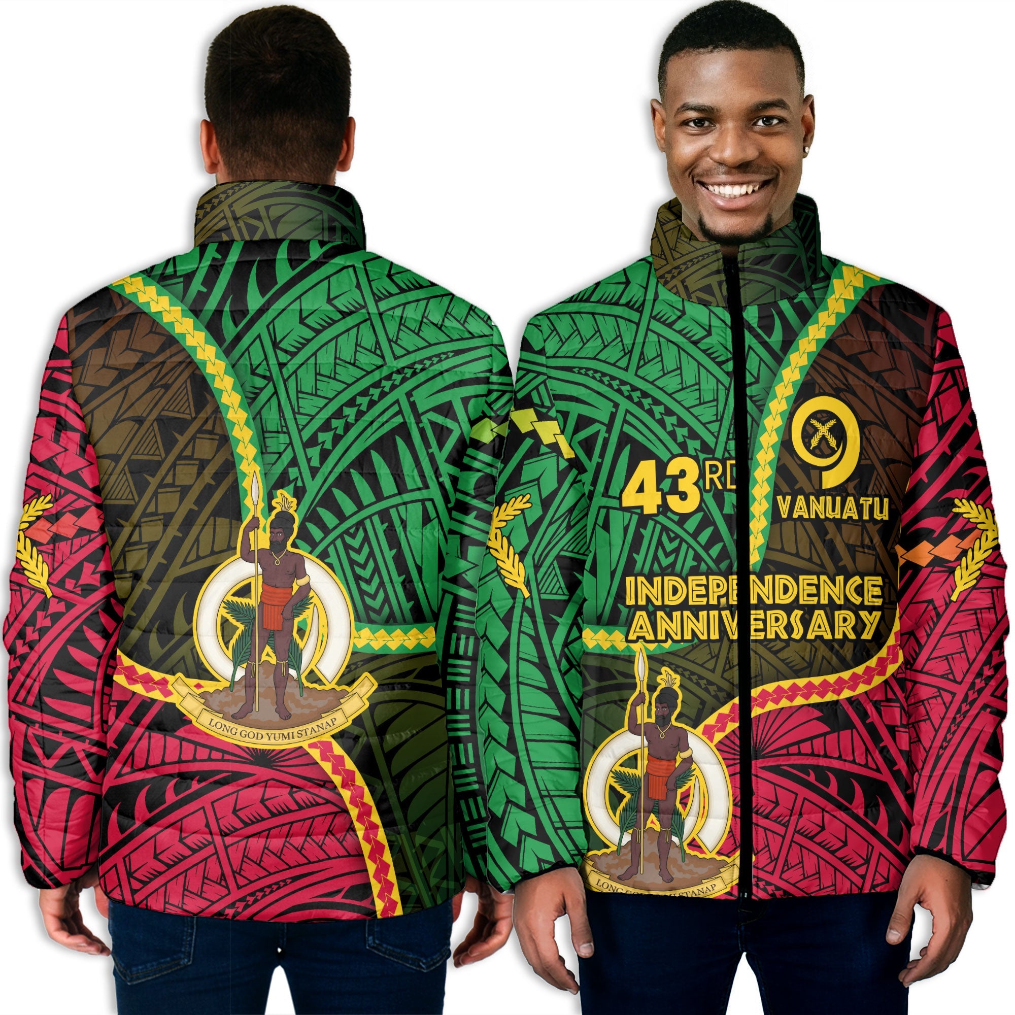 Vanuatu Men Padded Jacket Independence Day 43rd Anniversary Style