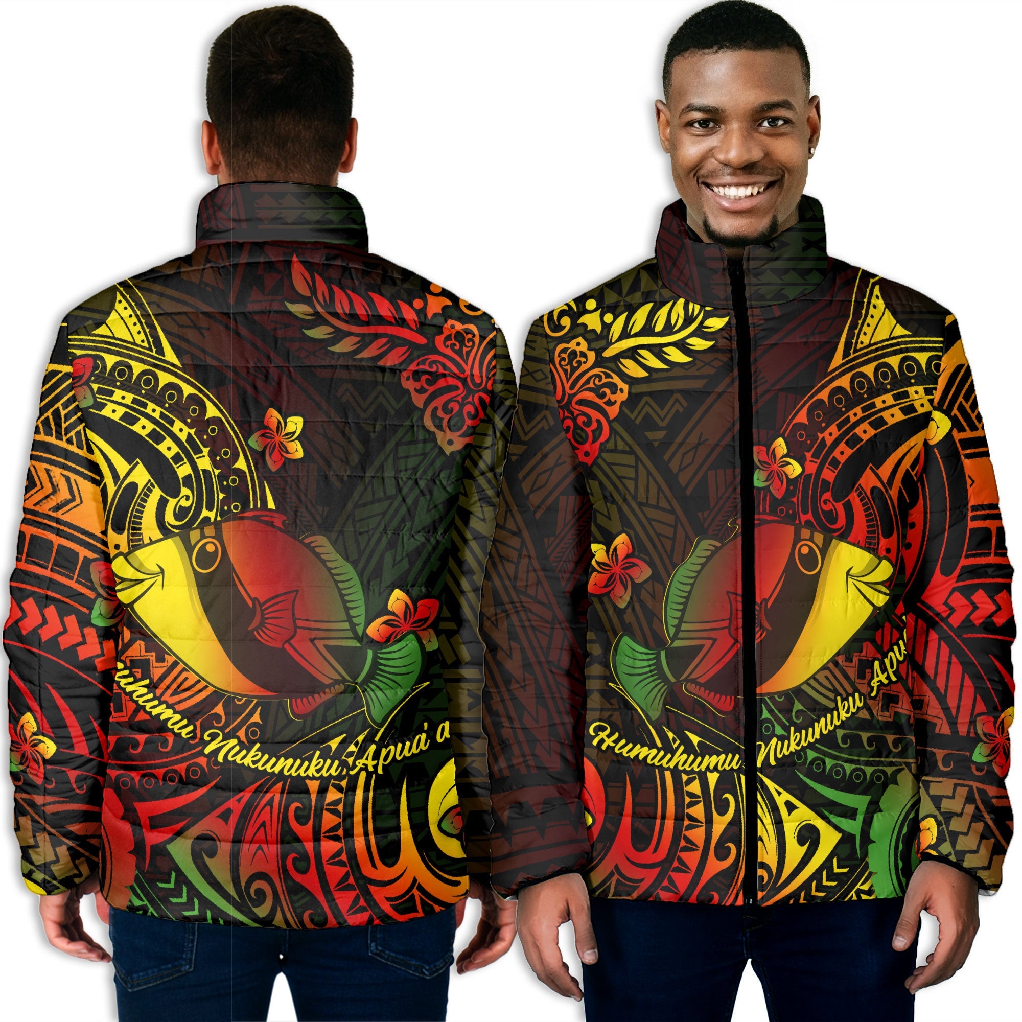 Hawaii Humuhumu Fish Men Padded Jacket Reggae Style