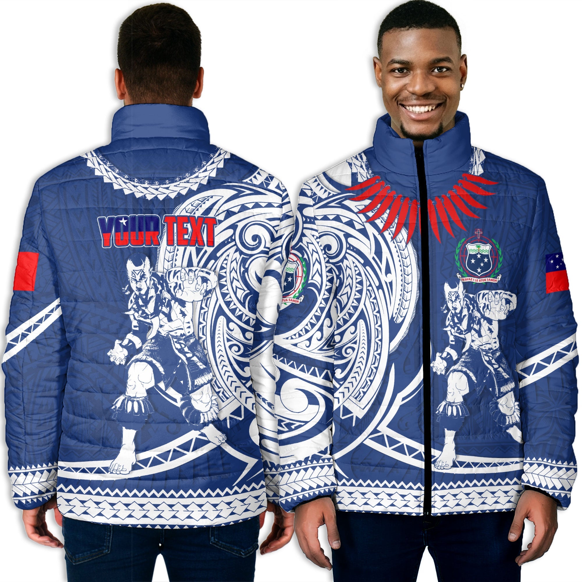 Custom Samoa Men Padded Jacket Warrior Ula Nifo Style