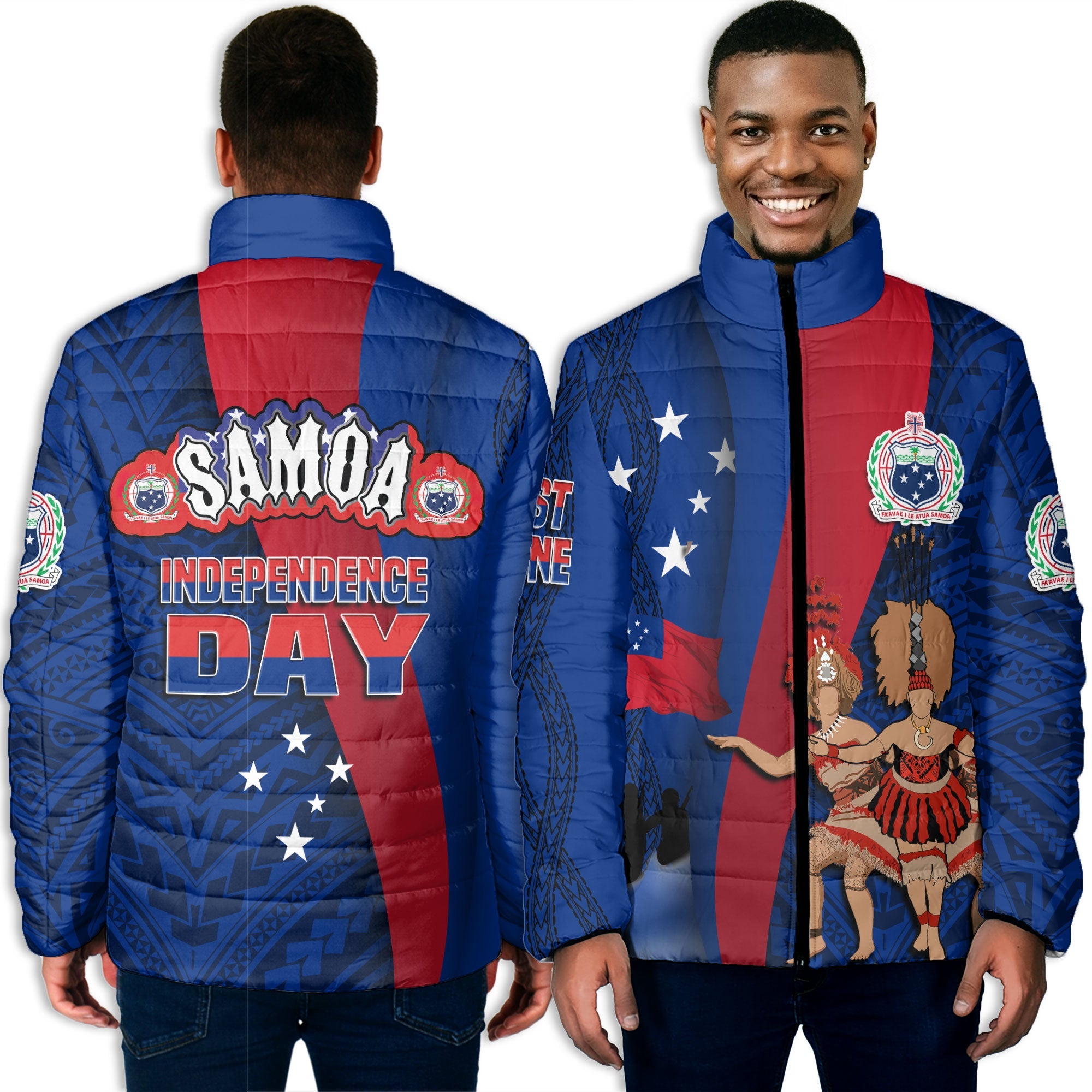 Samoa Independence Day Men Padded Jacket Celebrating Dance Style