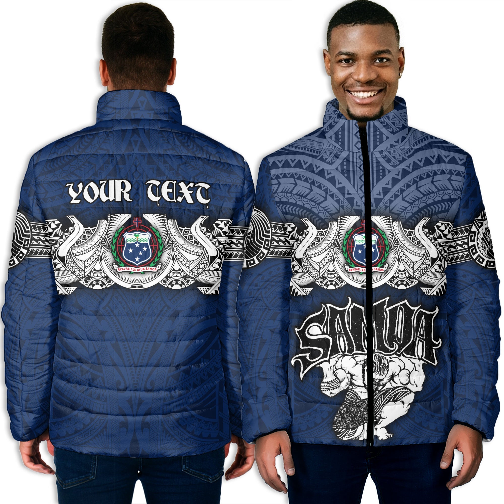 Custom Samoa Warrior Men Padded Jacket