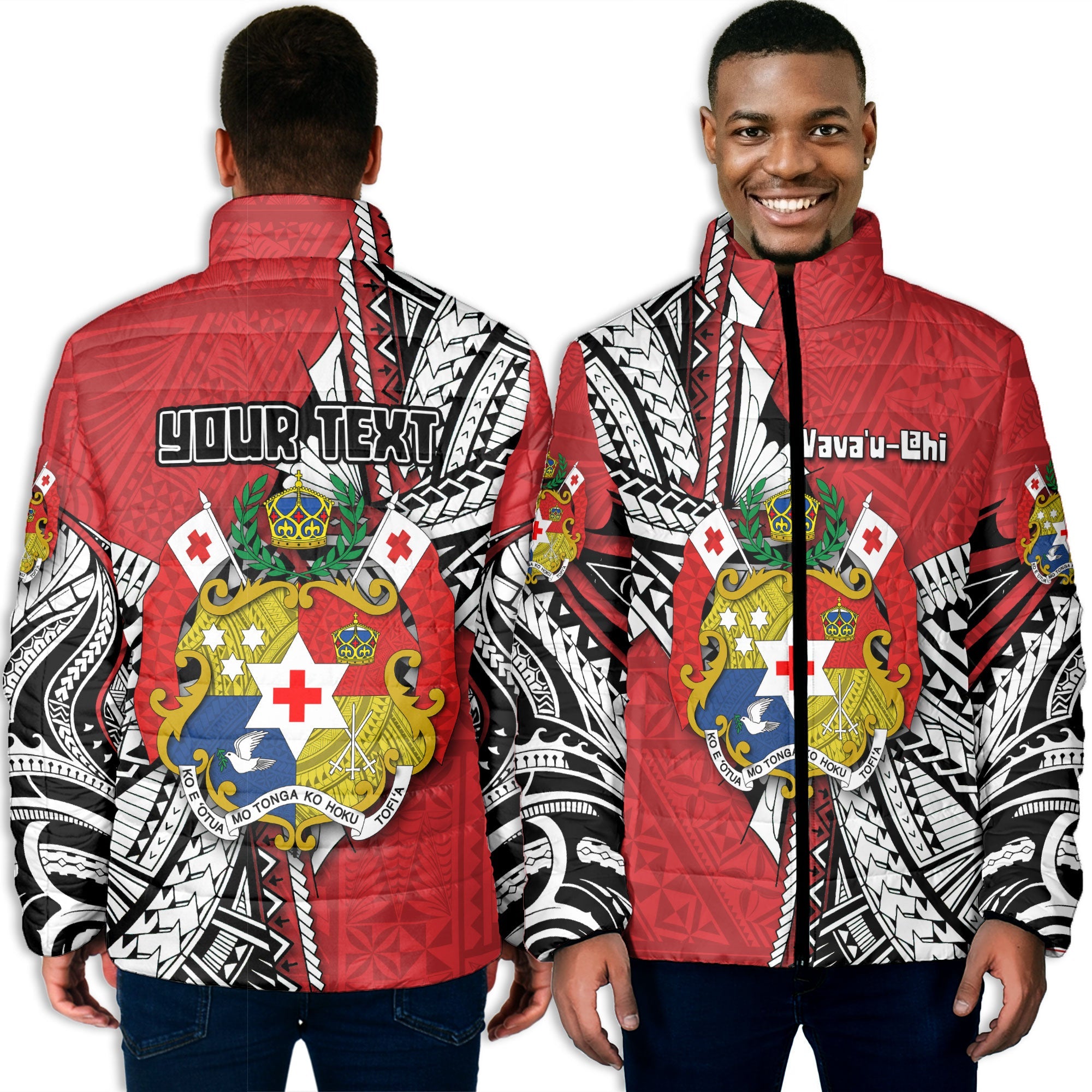 Custom Tonga Vava'u Lahi Coat Of Arms Men Padded Jacket