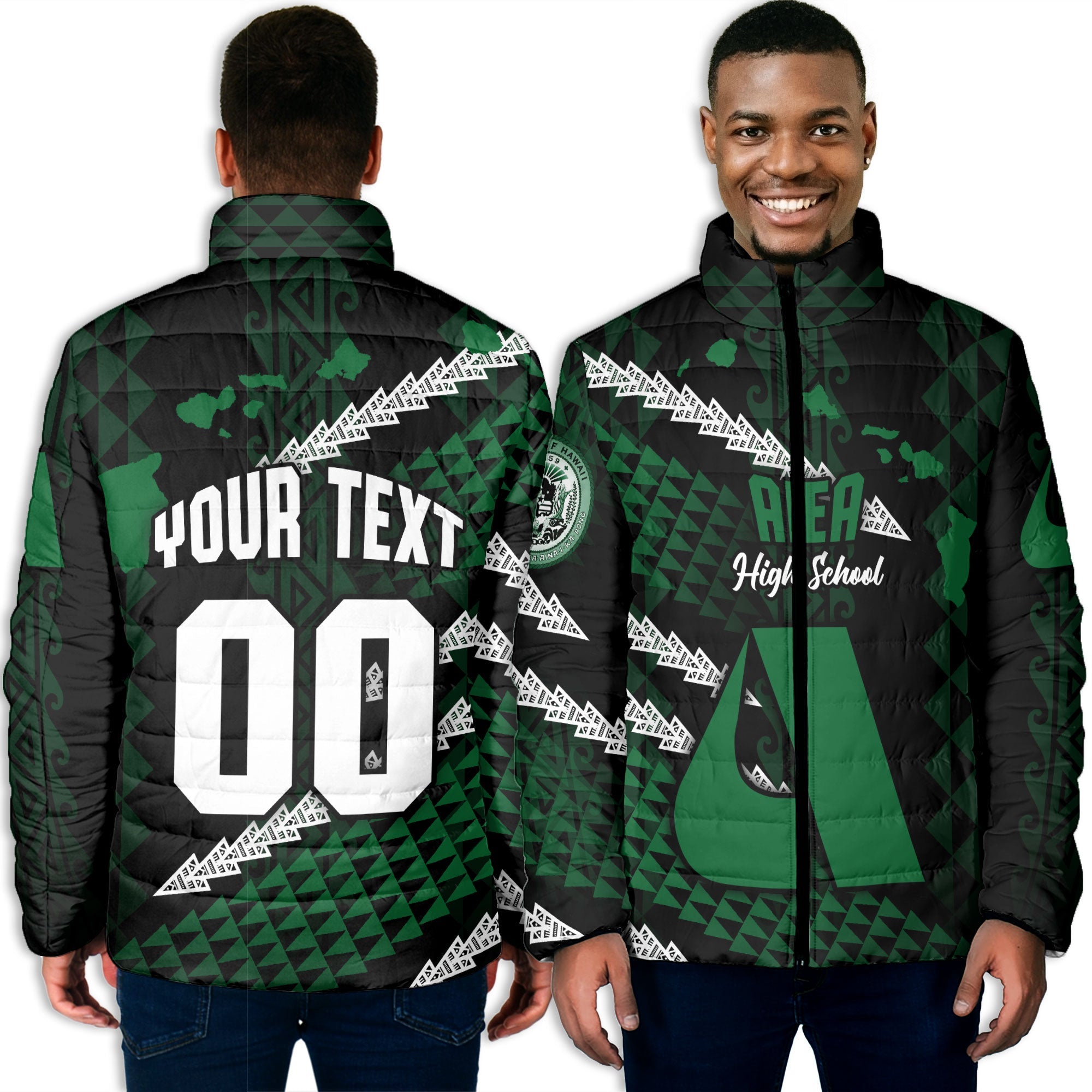 Hawaii Aiea High School Custom Men Padded Jacket Map Style