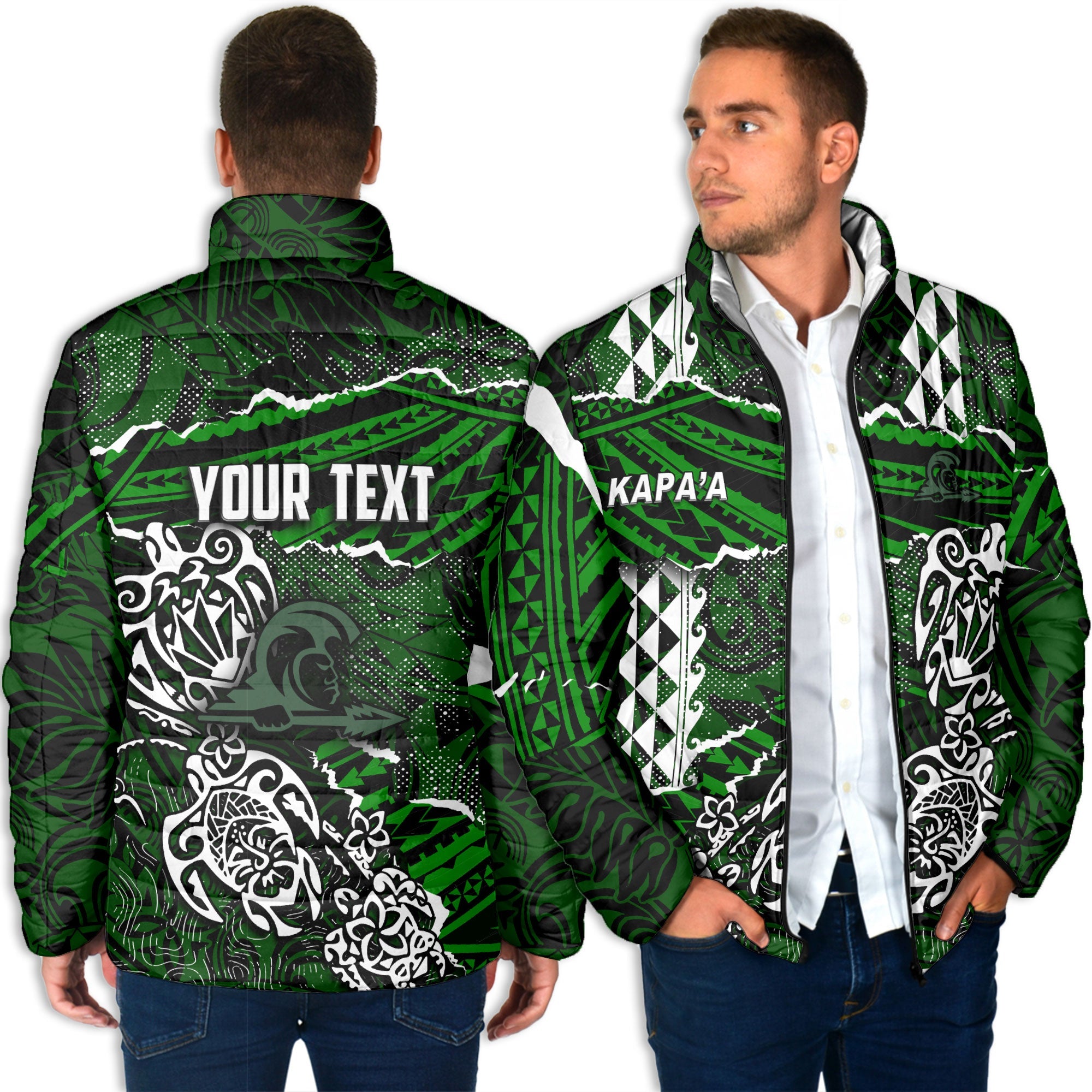 Hawaii Kapaa High School Custom Men Padded Jacket Polynesian Turtle Style