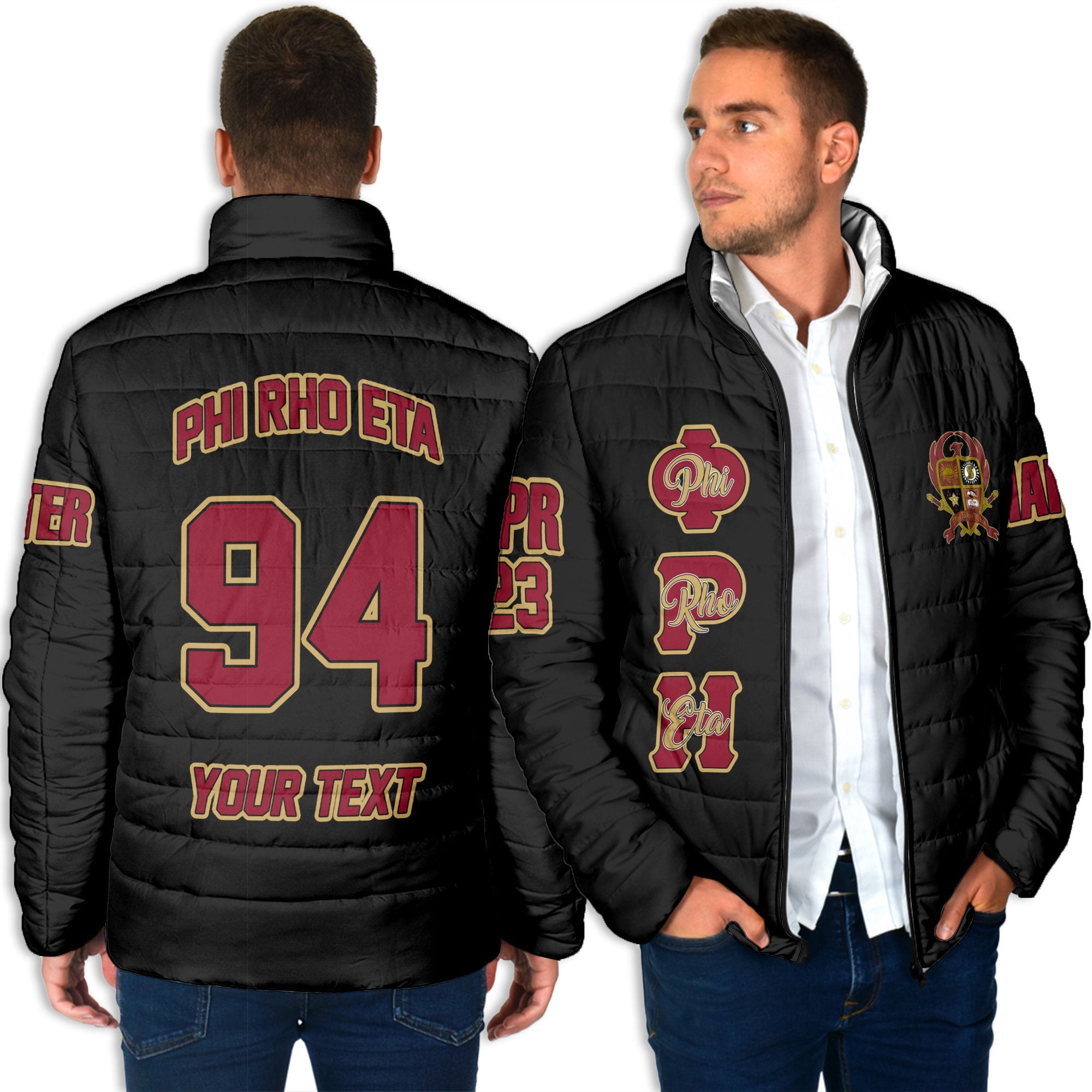 Fraternity Jacket - Personalized Phi Rho Eta Men Padded Jacket Original Dark Style