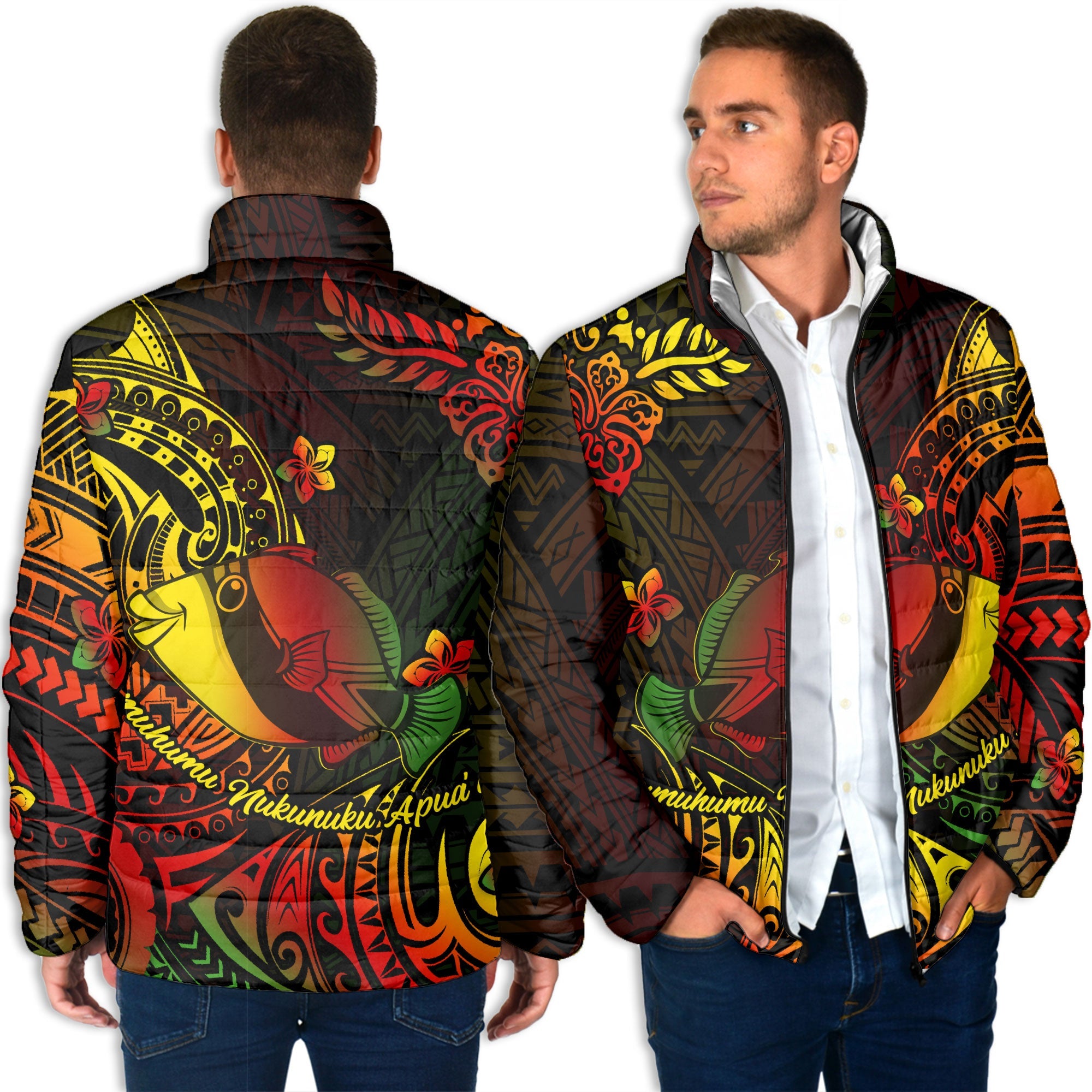 Hawaii Humuhumu Fish Men Padded Jacket Reggae Style