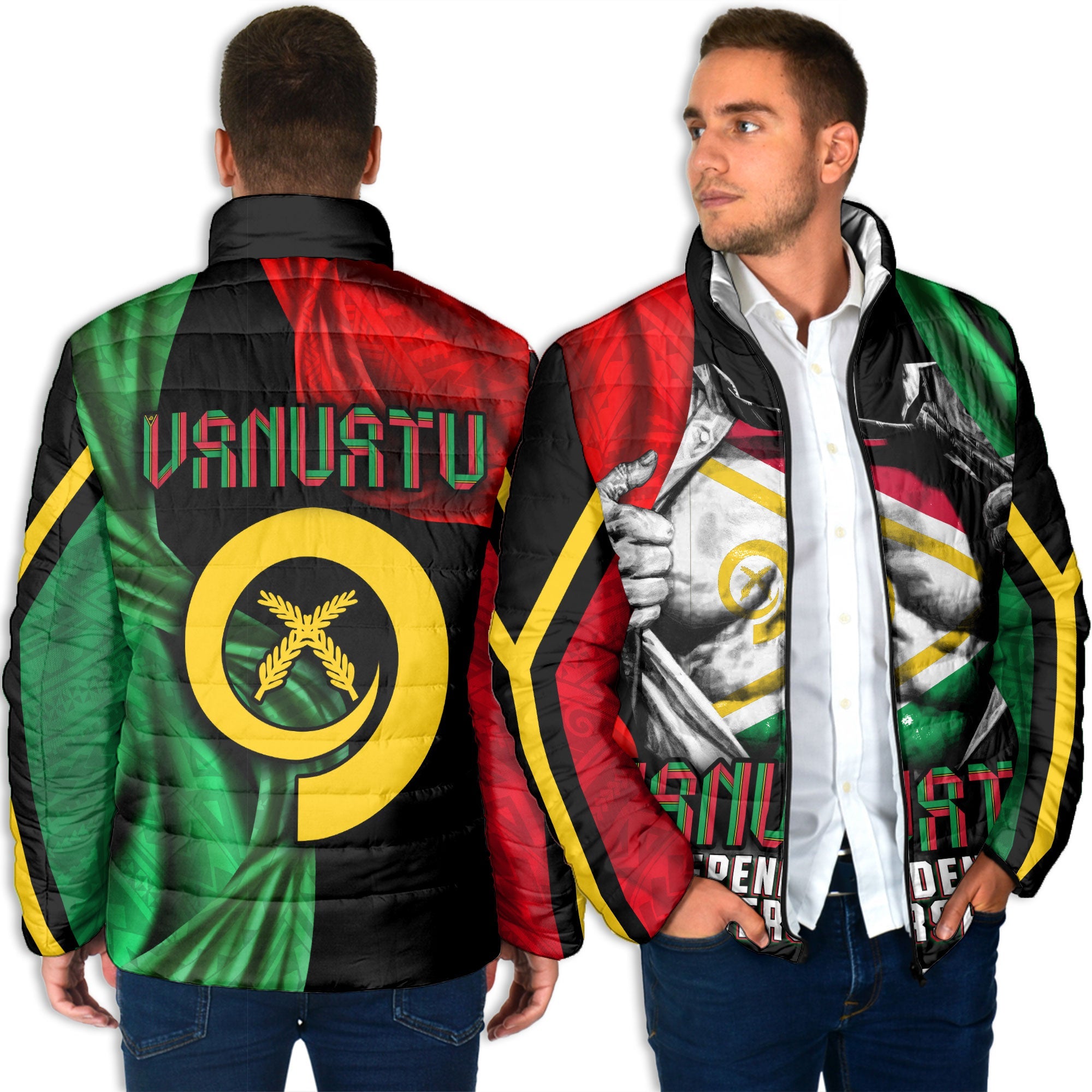 Vanuatu In Me Independence Day Men Padded Jacket 43rd Anniversary Style