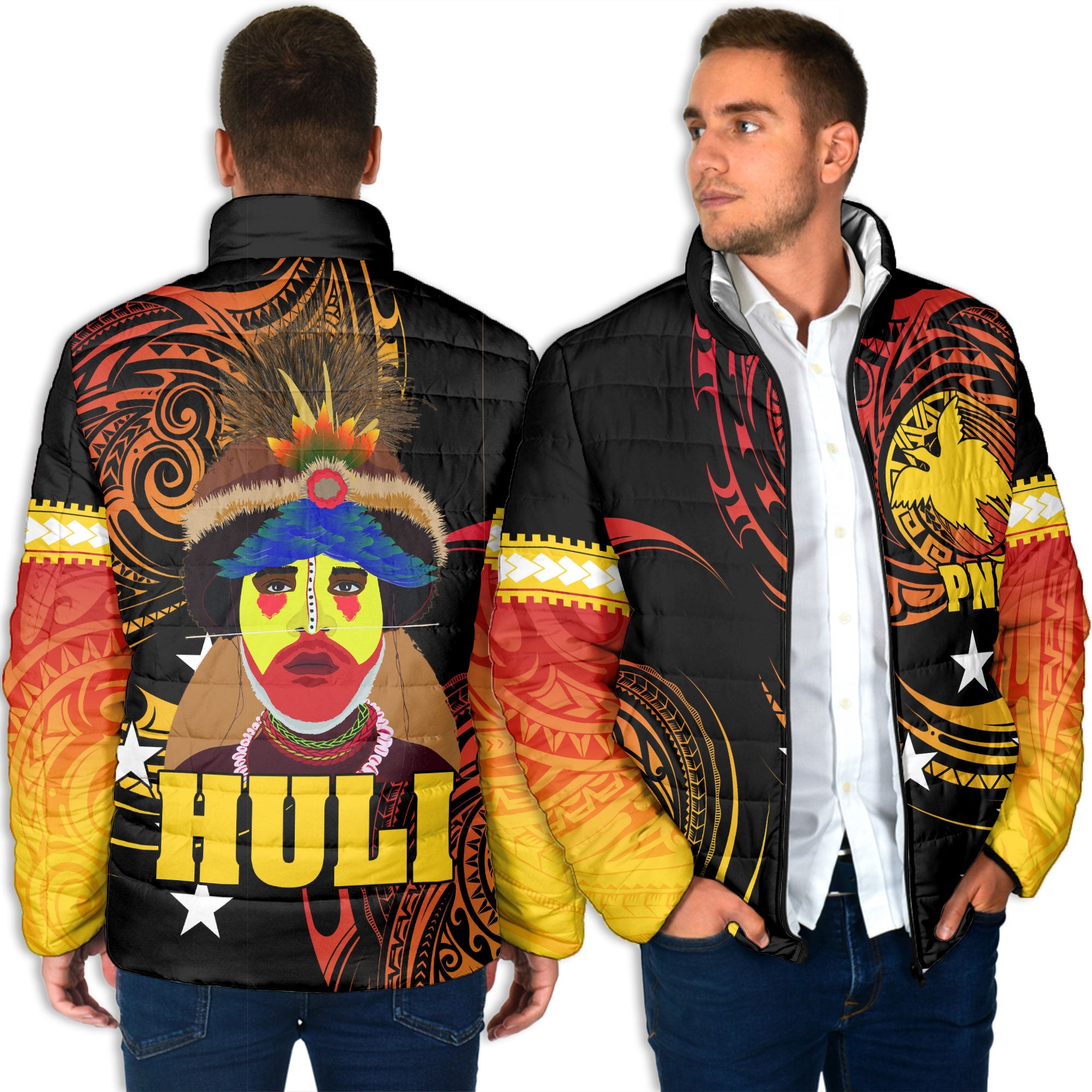 Papua New Guinea Men Padded Jacket Huli Wigmen Style