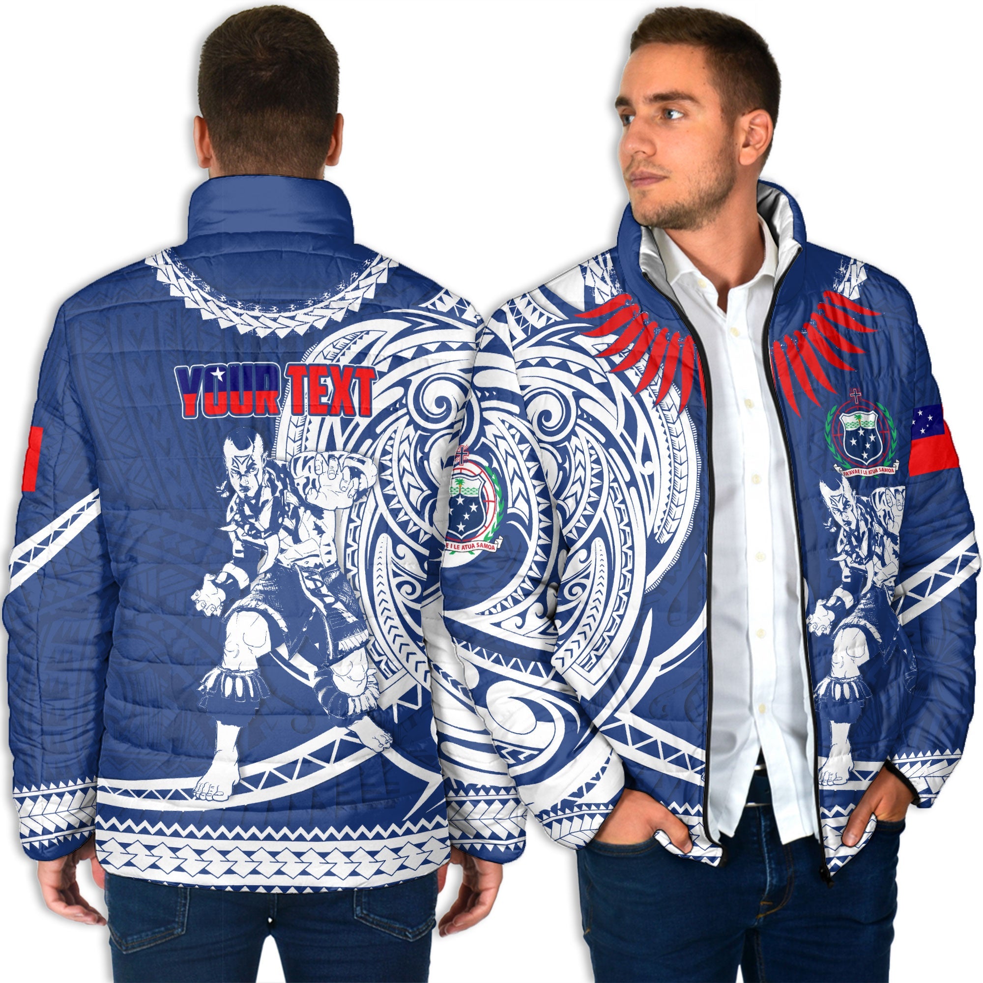 Custom Samoa Men Padded Jacket Warrior Ula Nifo Style