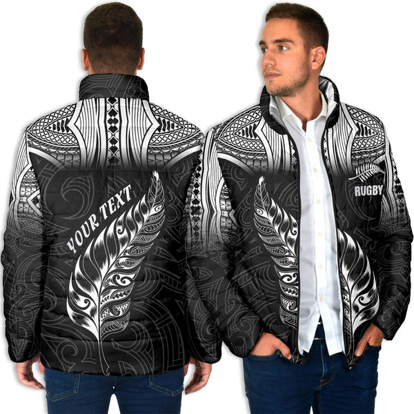 Custom New Zealand Rugby Men Padded Jacket Maori Silver Fern Aotearoa - LH1