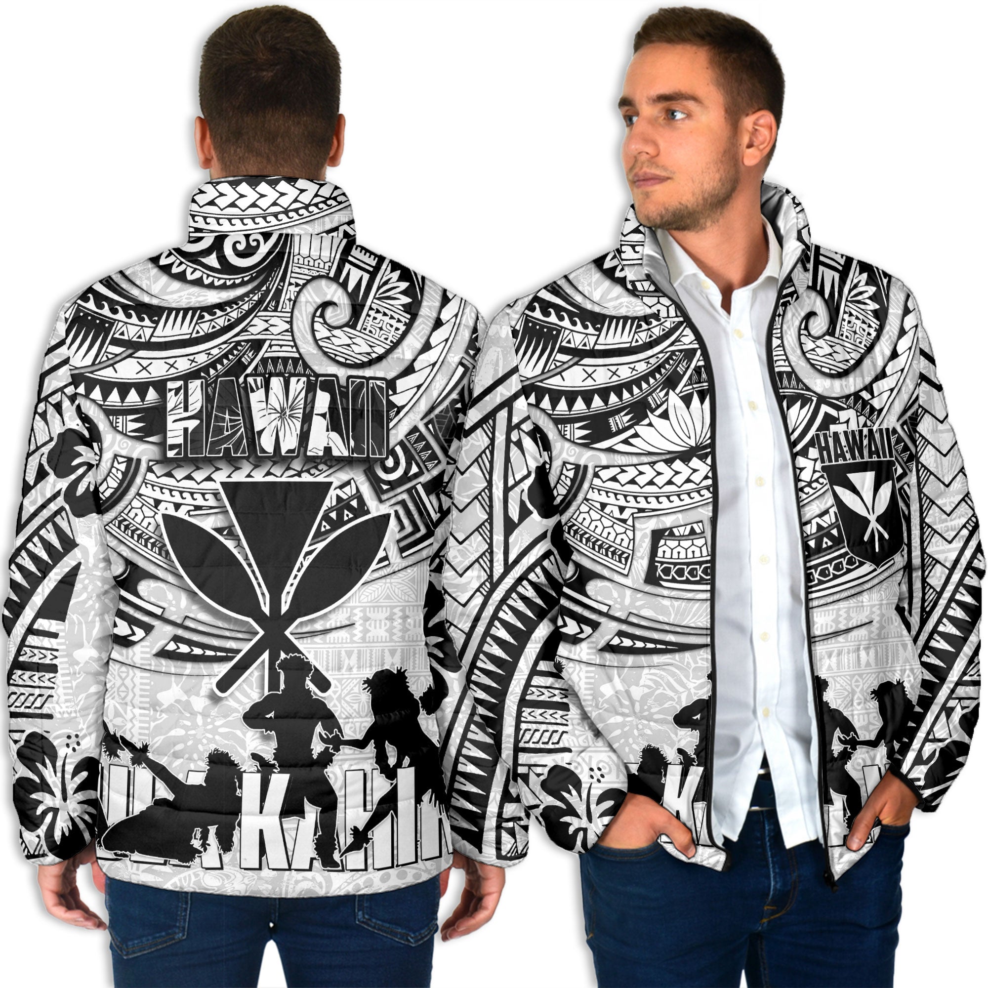 Hawaiian Hula Kahiko Men Padded Jacket