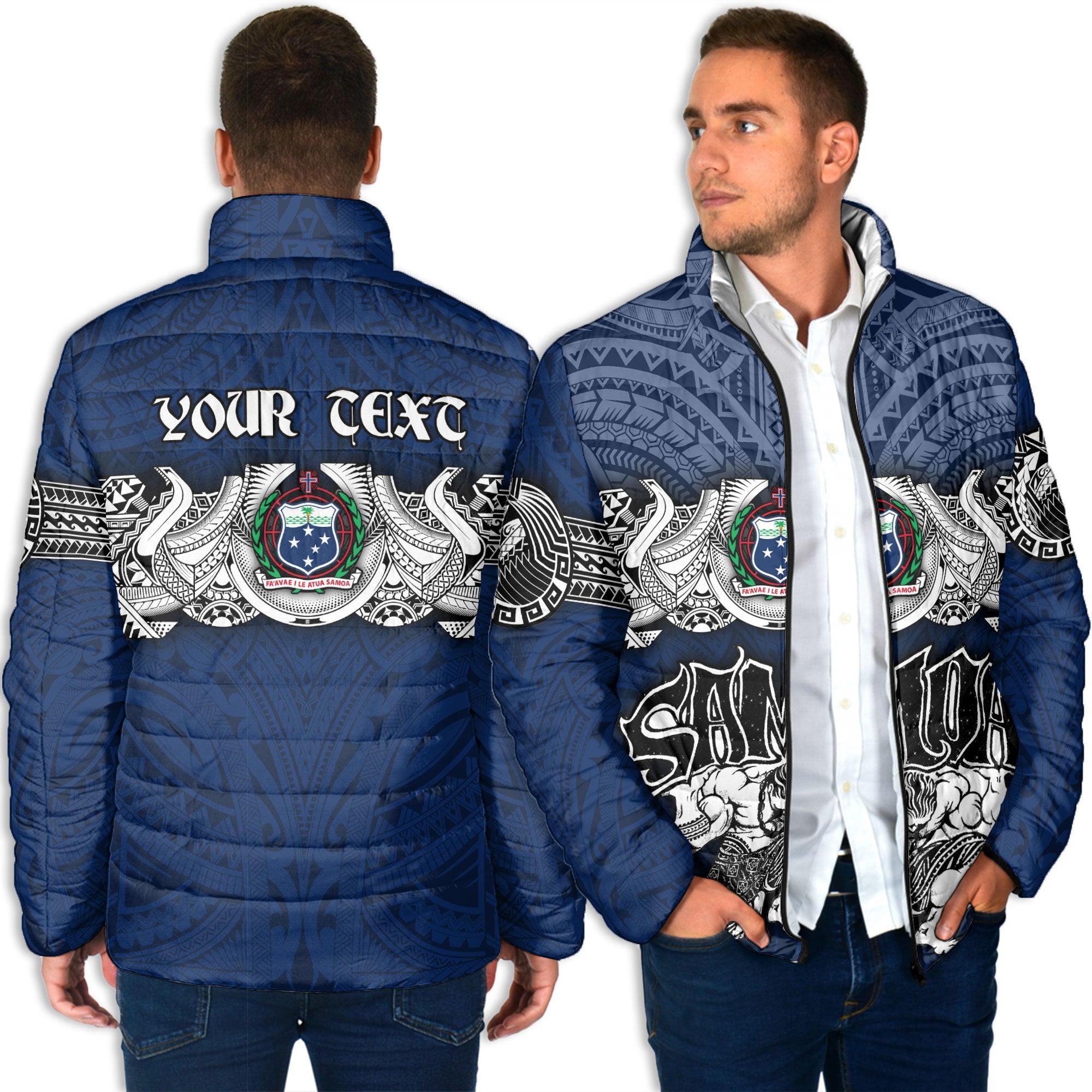 Custom Samoa Warrior Men Padded Jacket