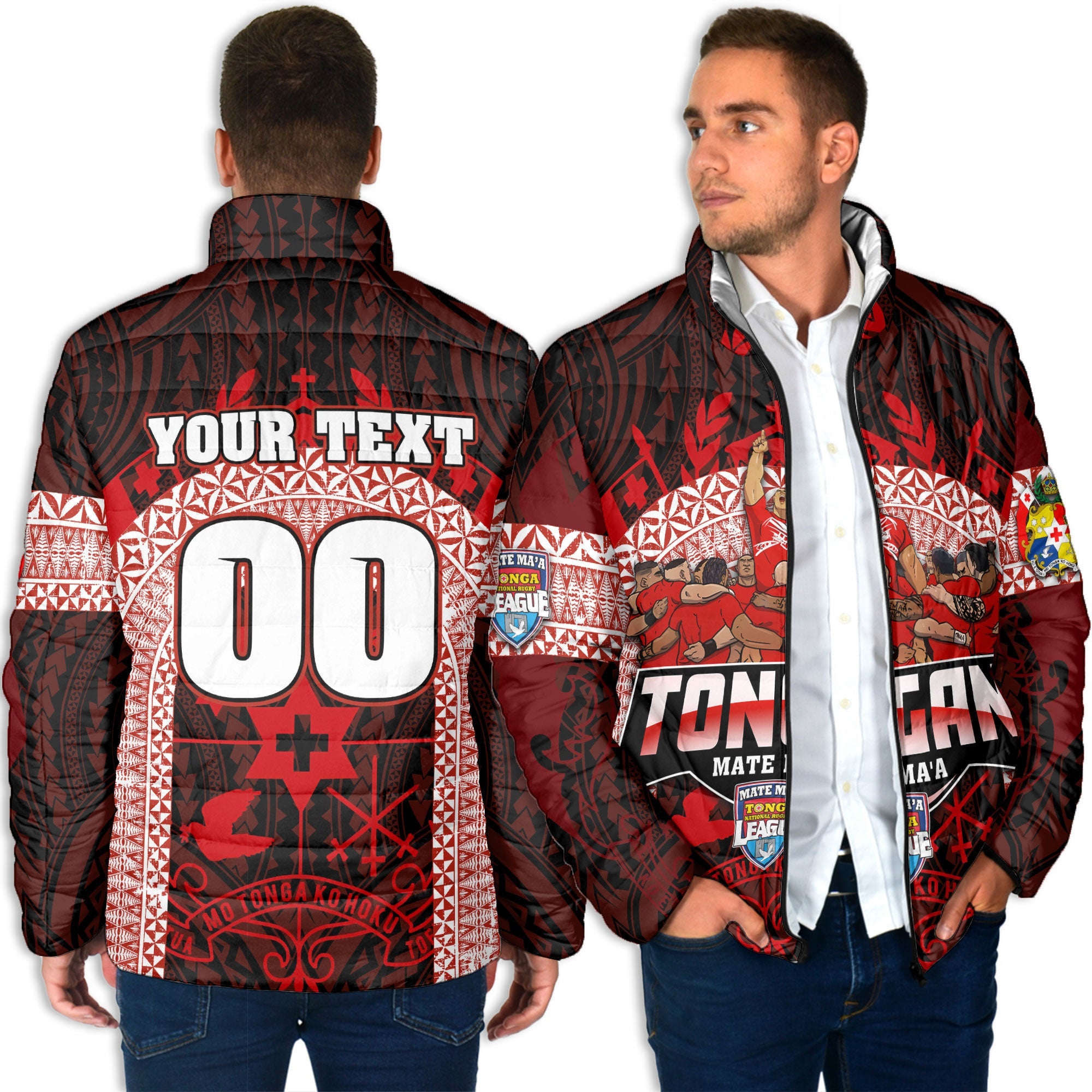 Custom Tonga Mate Ma'a Rugby League Men Padded Jacket