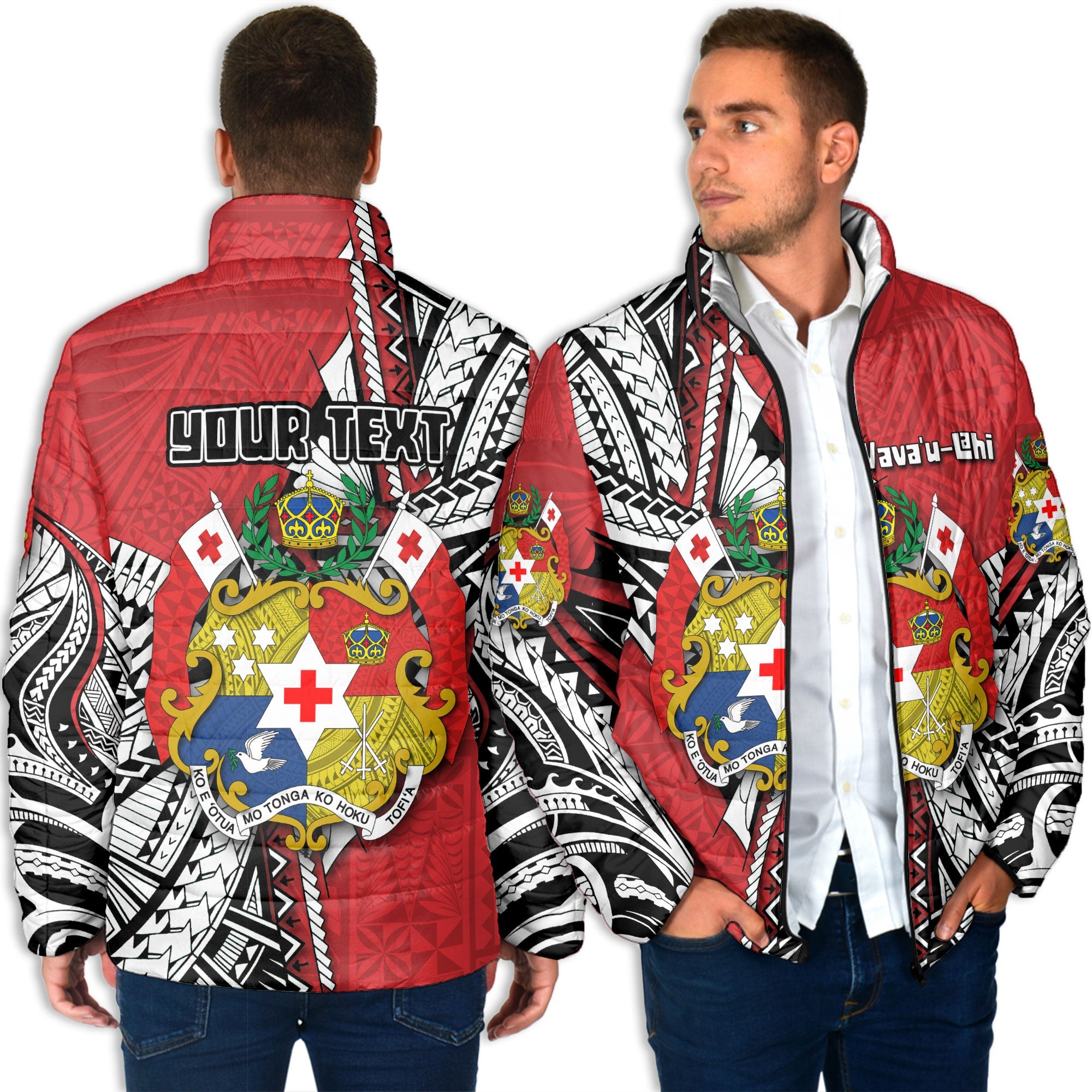 Custom Tonga Vava'u Lahi Coat Of Arms Men Padded Jacket