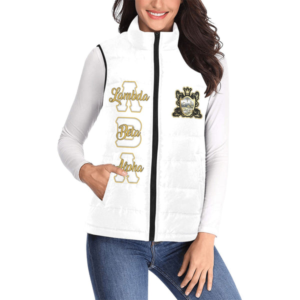 Sorority Jacket - Personalized Lambda Beta Alpha Women Padded Jacket Vest Original White Style