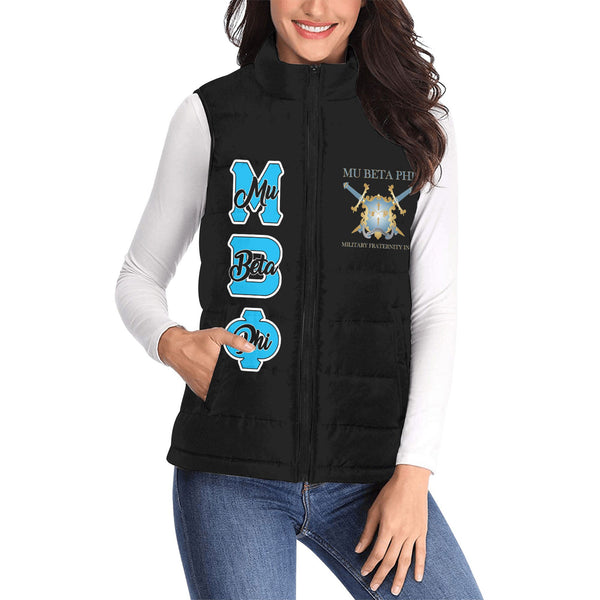 Fraternity Jacket - Personalized Mu Beta Phi Women Padded Jacket Vest Original Dark Style