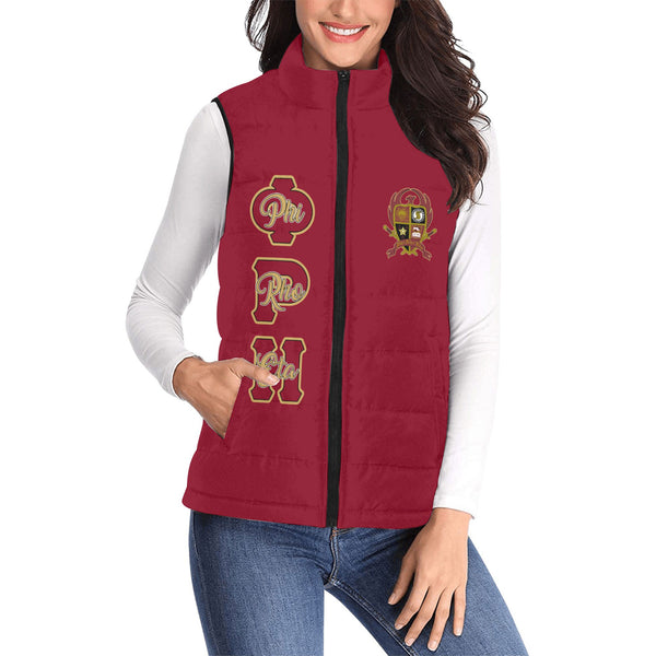 Fraternity Jacket - Personalized Phi Rho Eta Women Padded Jacket Vest Original Maroon Style