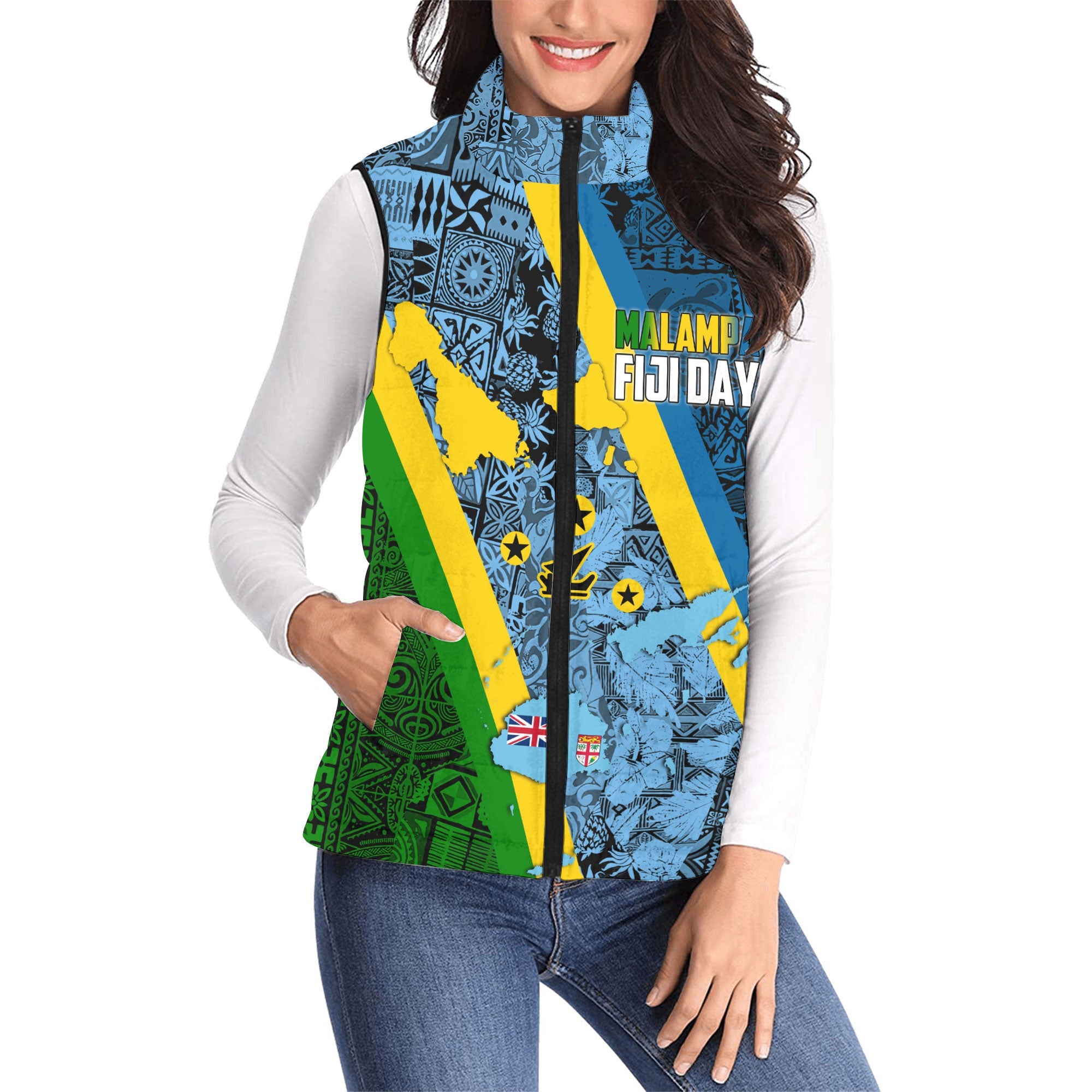 Malampa Fiji Day Women Padded Jacket Vest