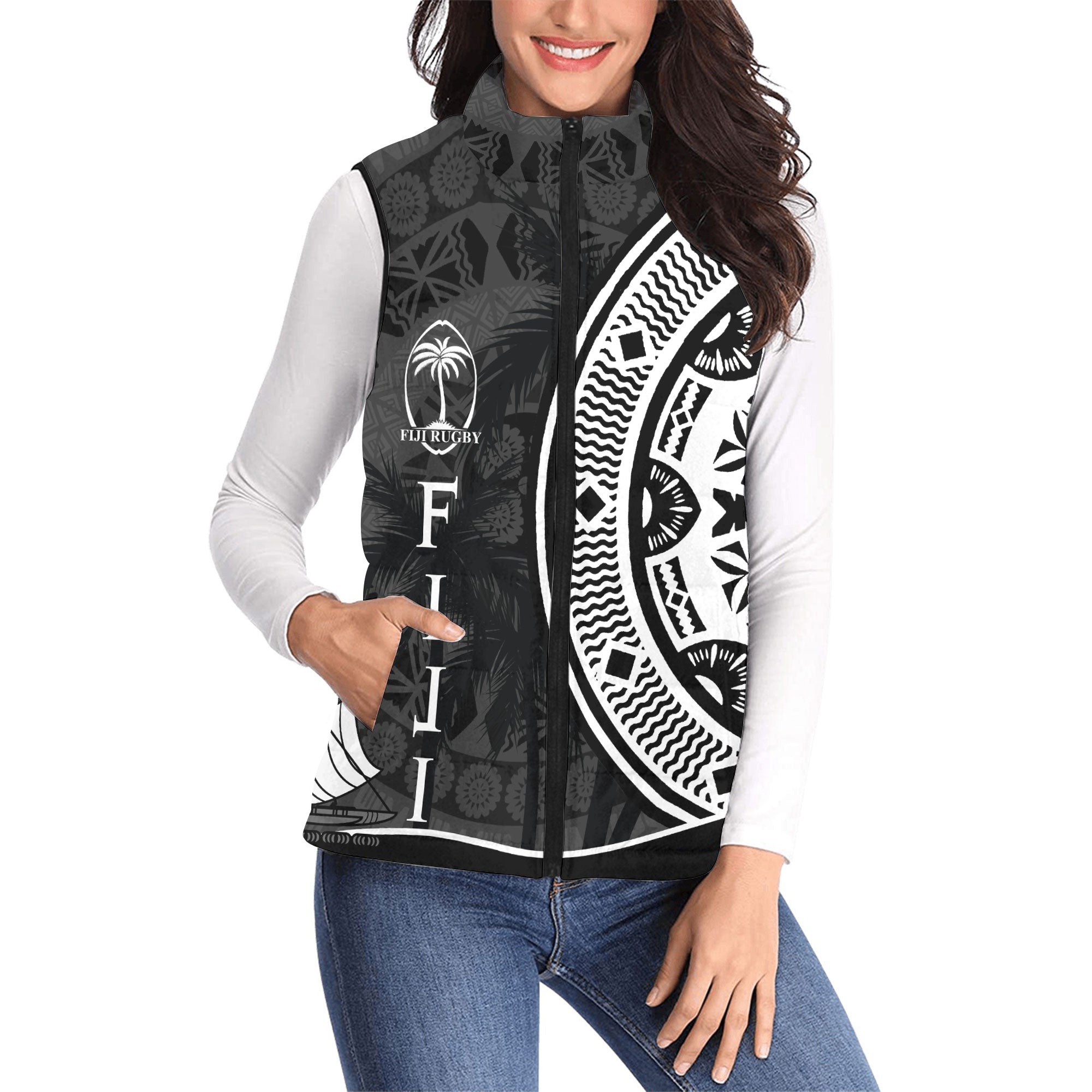 Custom Fiji Rugby Women Padded Jacket Vest