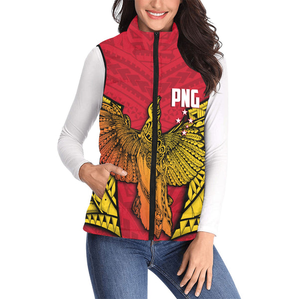 Papua New Guinea Independence Day Women Padded Jacket Vest Raggiana Bird of Paradise Style