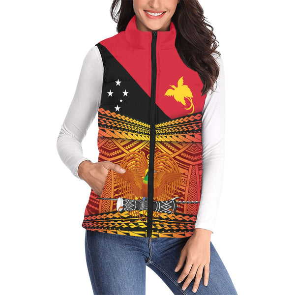 Papua New Guinea Independence Day Women Padded Jacket Vest PNG Emblem Style