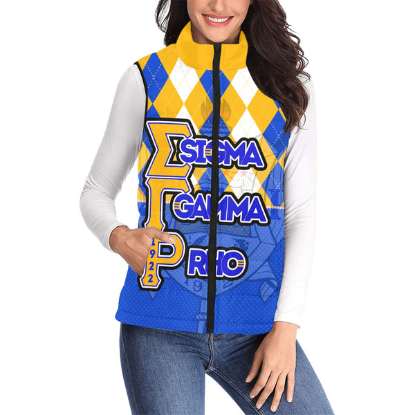 Sorority Jacket - Christmas Sigma Gamma Rho Girl Women Padded Jacket Vest Rhombus Pattern Style