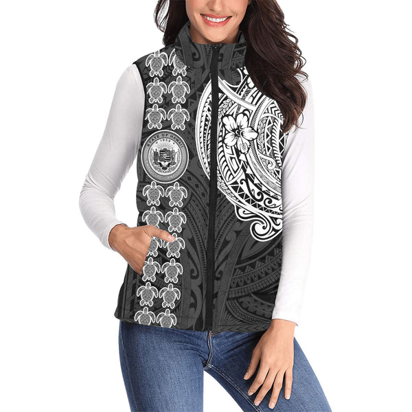 Hawaii Seal Polynesian Turtle Line Women Padded Jacket Vest