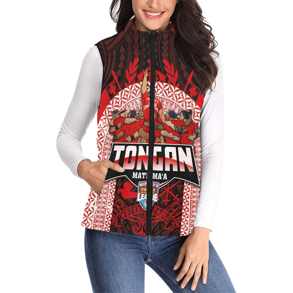 Custom Tonga Mate Ma'a Rugby League Women Padded Jacket Vest