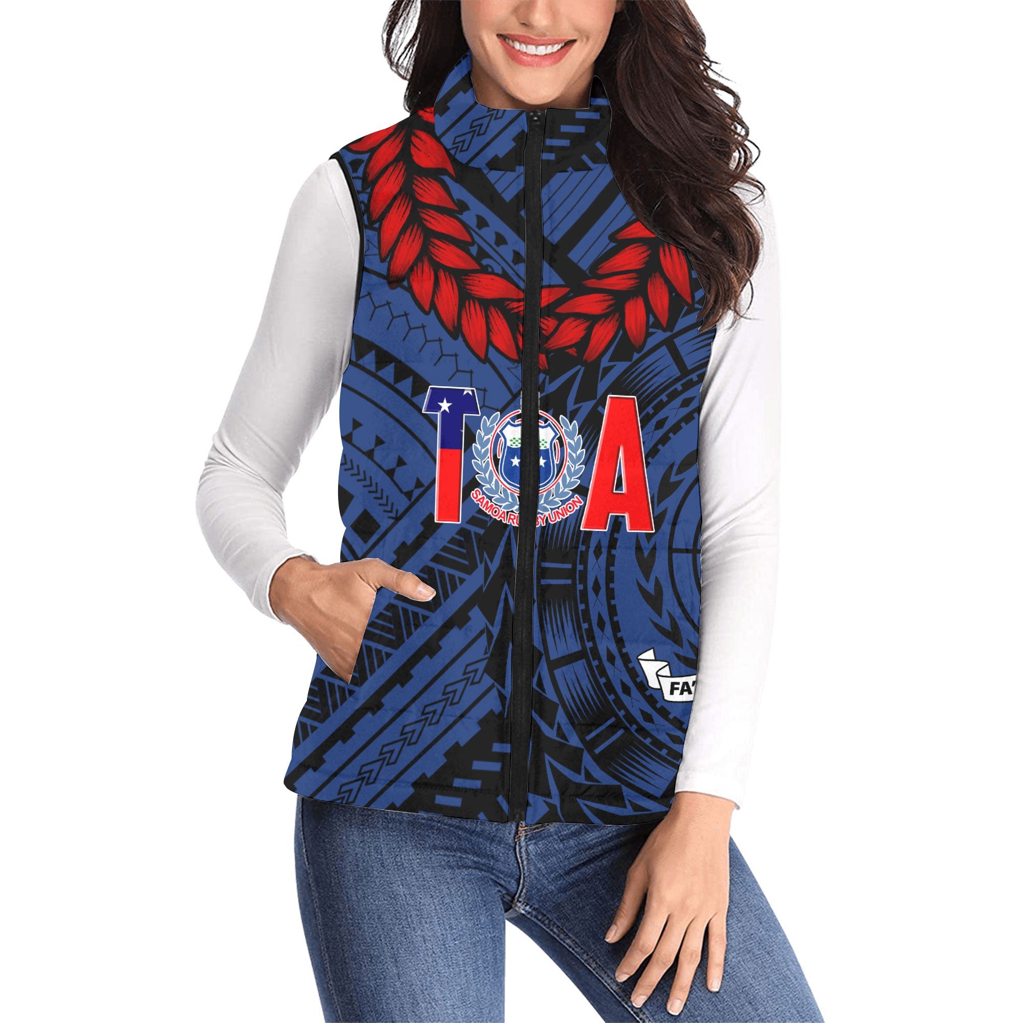 Samoa TOA Rugby Women Padded Jacket Vest Ulafala Style