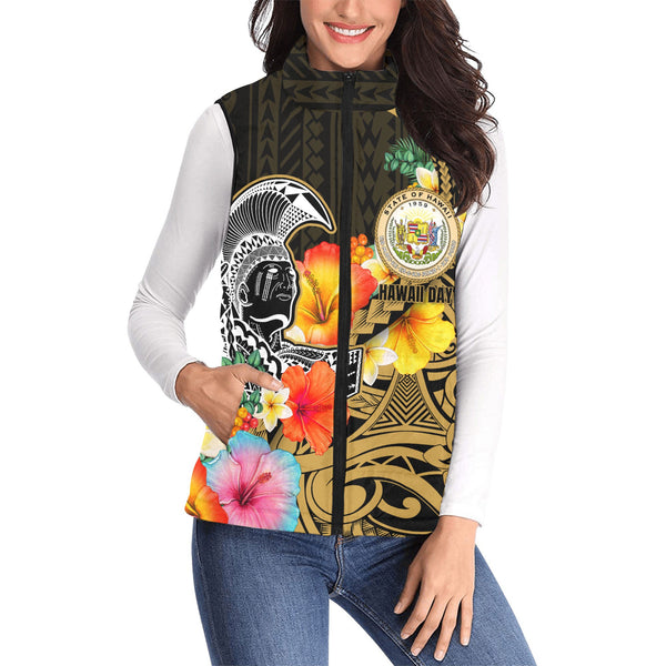 Hawaii Day King Kamehameha Women Padded Jacket Vest