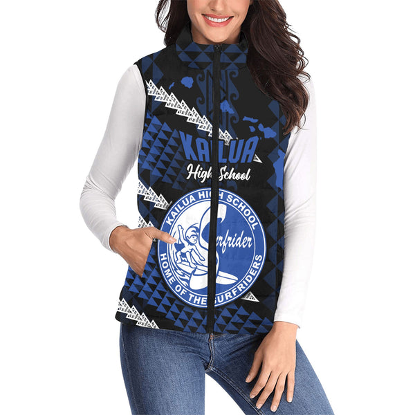 Hawaii Kailua High School Custom Women Padded Jacket Vest Map Style