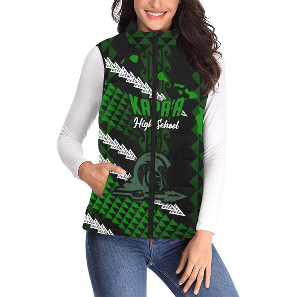 Hawaii Kapaa High School Custom Women Padded Jacket Vest Map Style