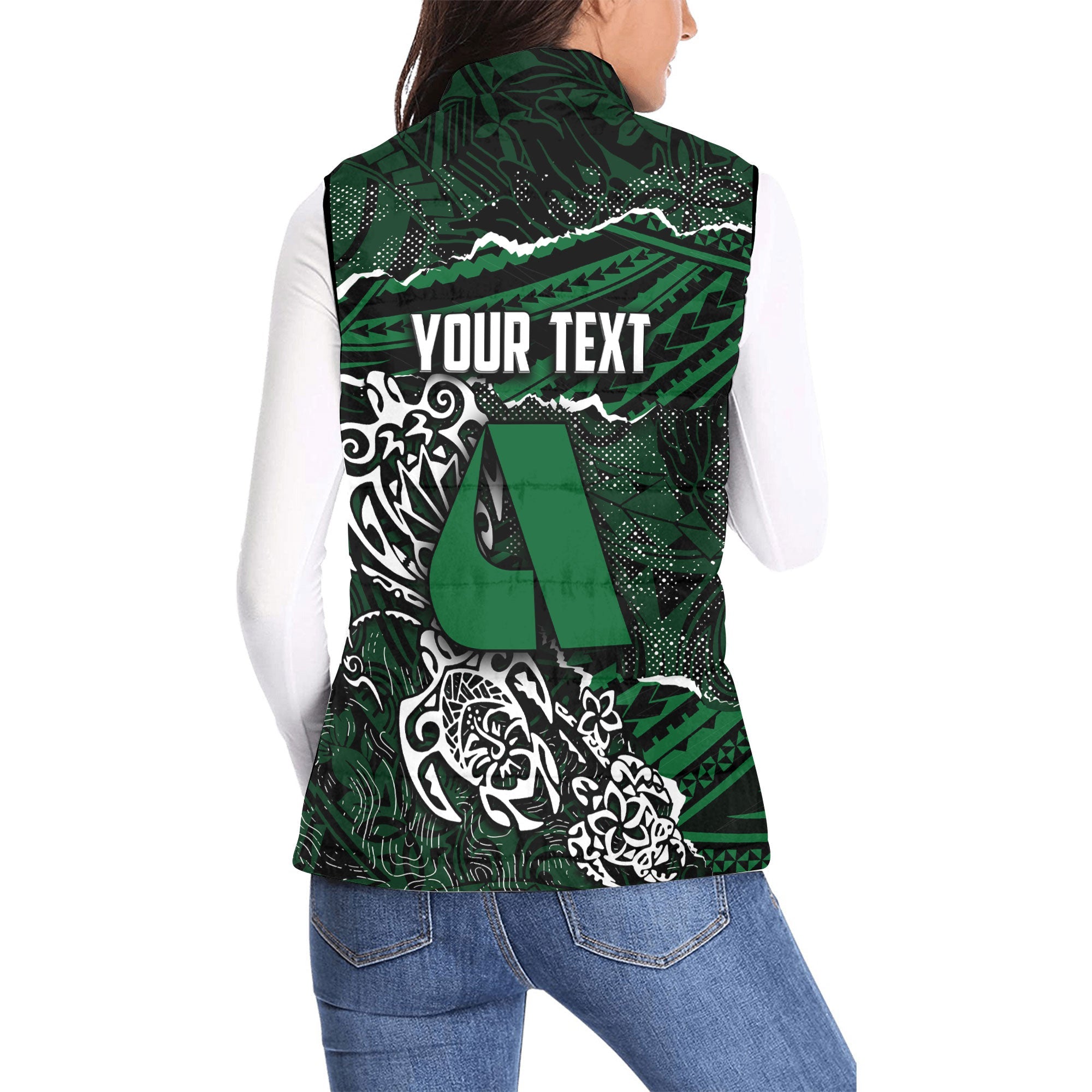 Hawaii Aiea High School Custom Women Padded Jacket Vest Polynesian Turtle Style