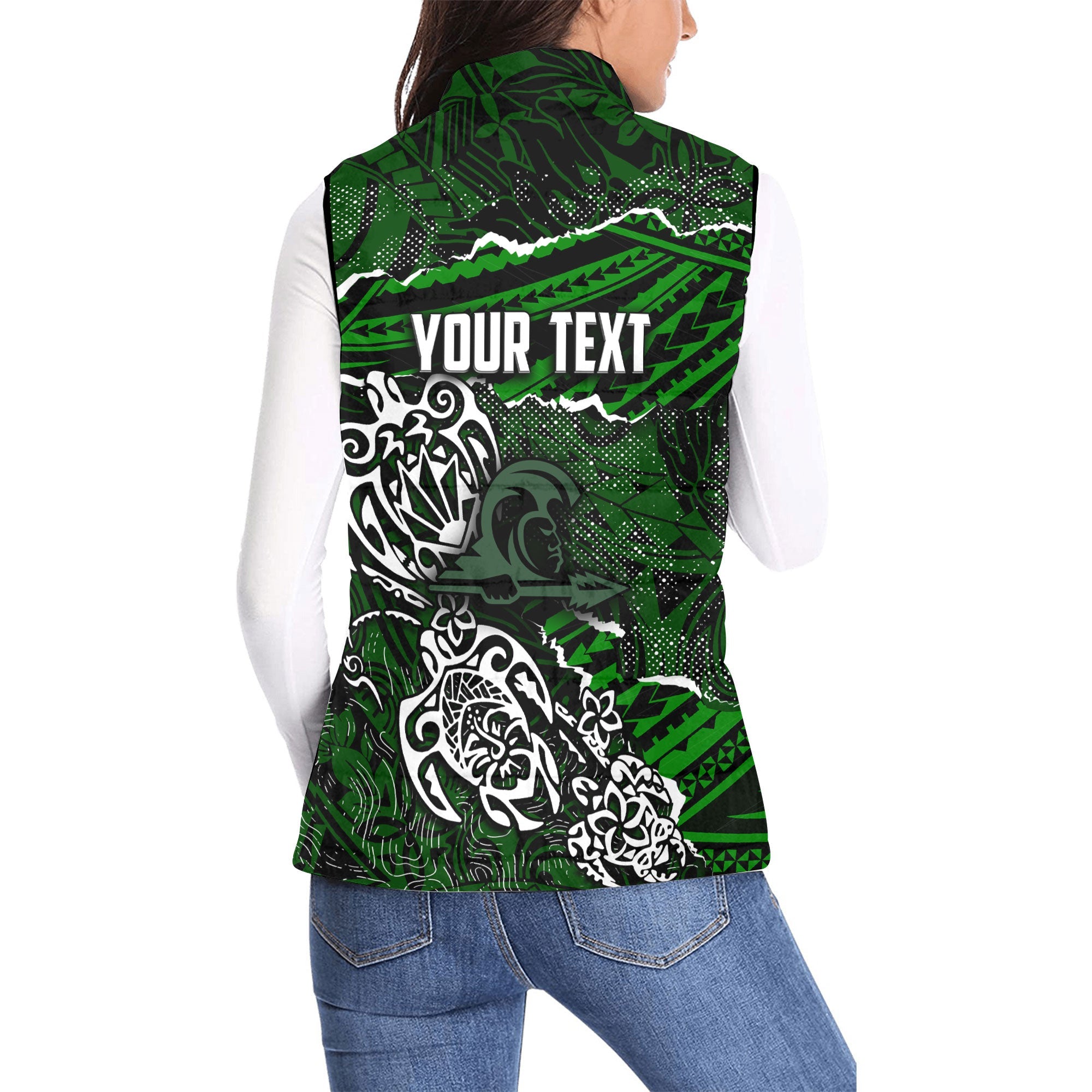 Hawaii Kapaa High School Custom Women Padded Jacket Vest Polynesian Turtle Style