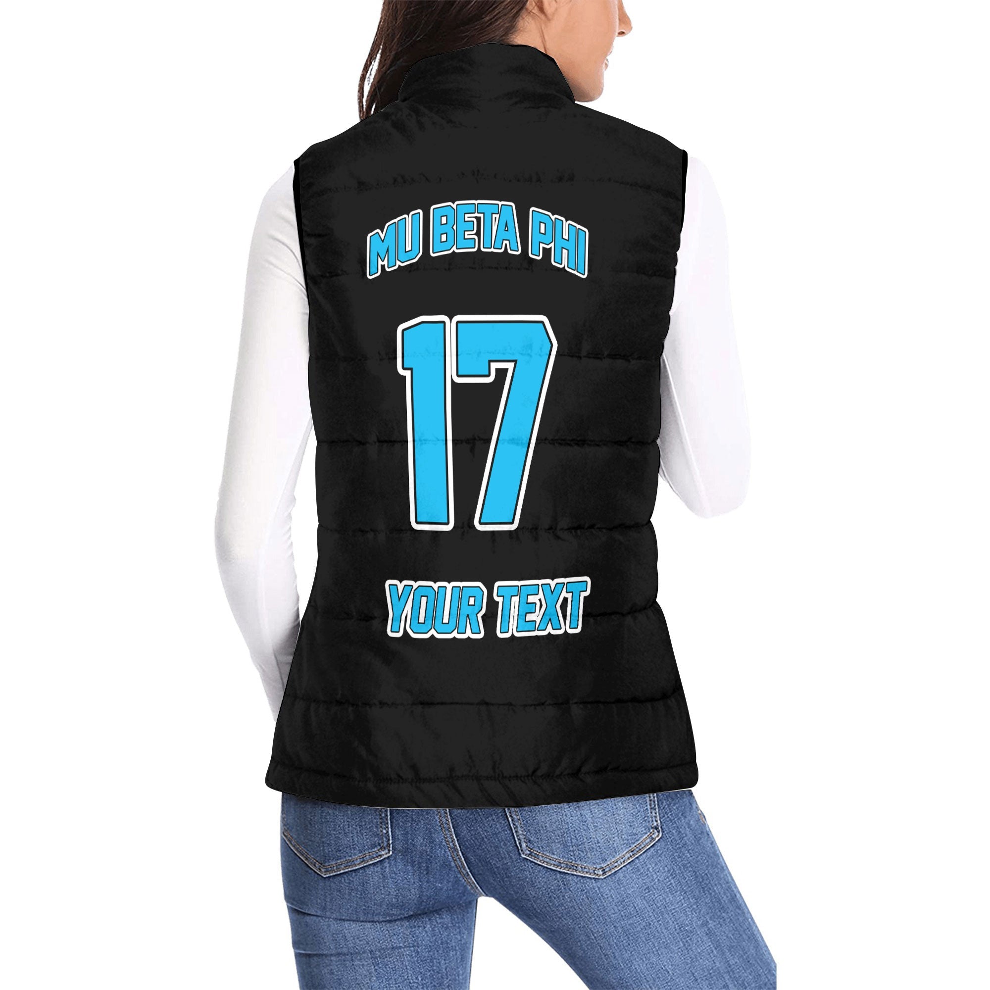 Fraternity Jacket - Personalized Mu Beta Phi Women Padded Jacket Vest Original Dark Style