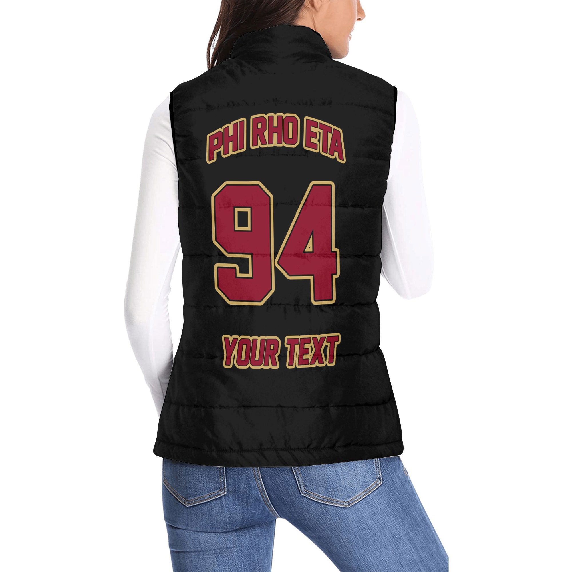 Fraternity Jacket - Personalized Phi Rho Eta Women Padded Jacket Vest Original Dark Style