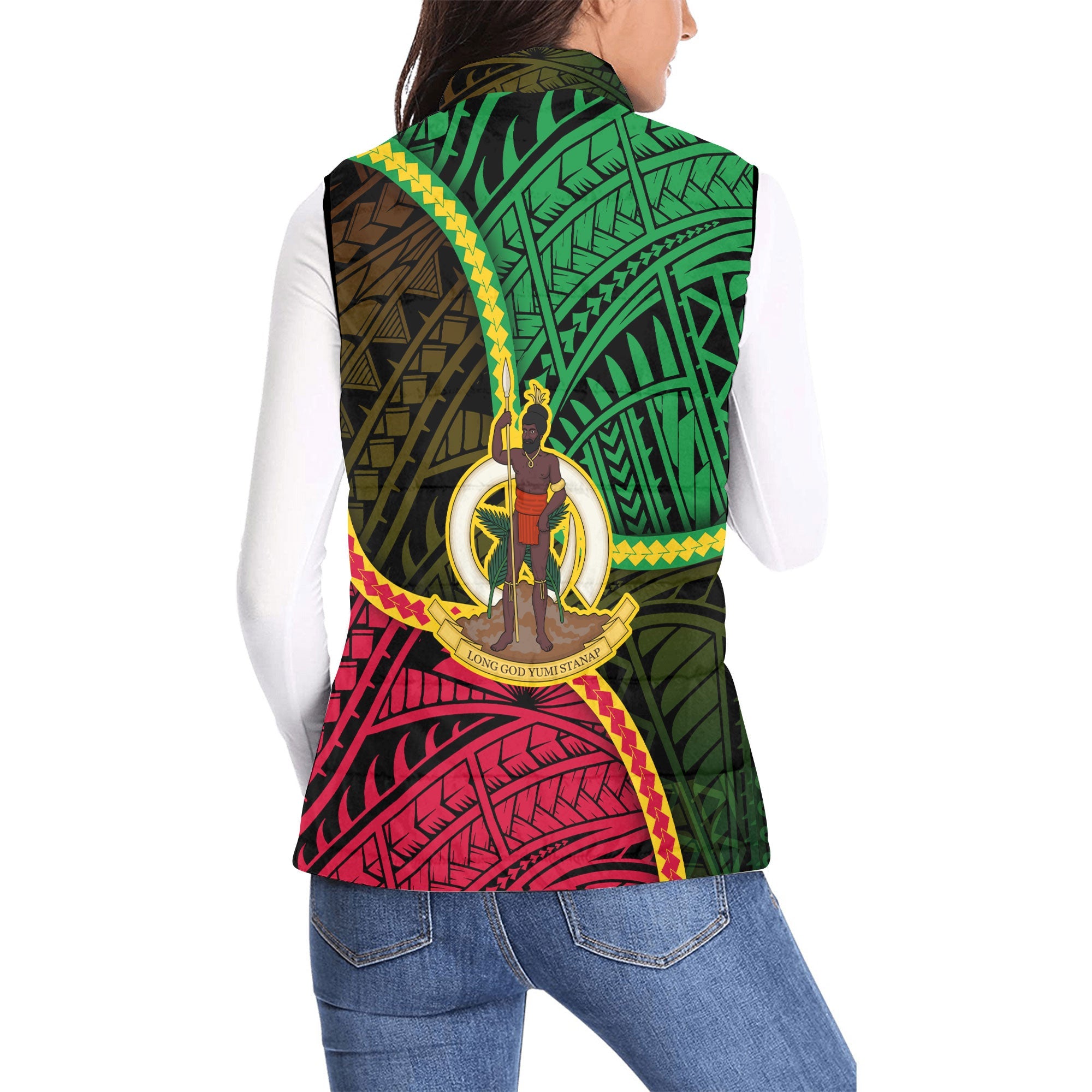 Vanuatu Women Padded Jacket Vest Independence Day 43rd Anniversary Style