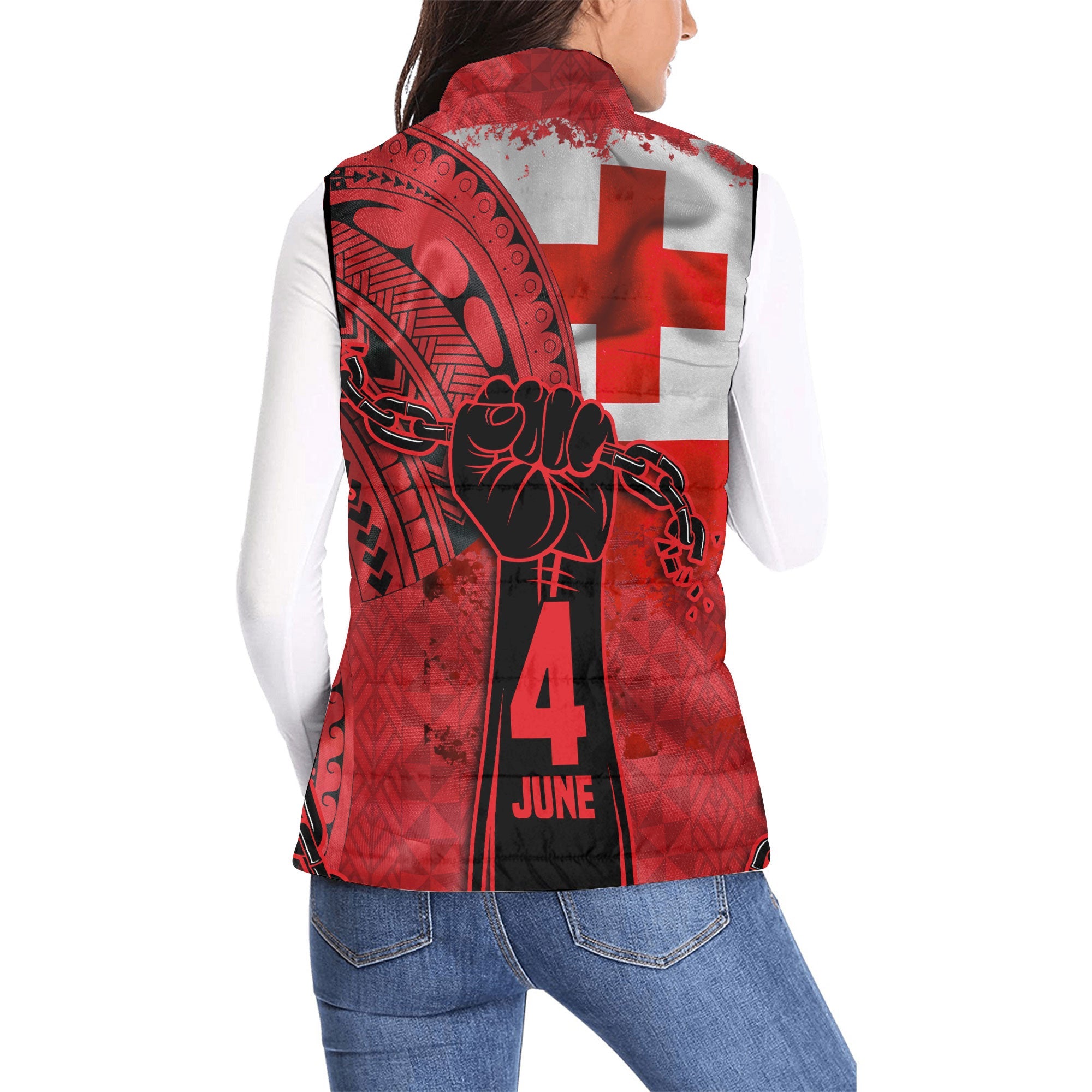 Tonga Independence Emancipation Day Women Padded Jacket Vest