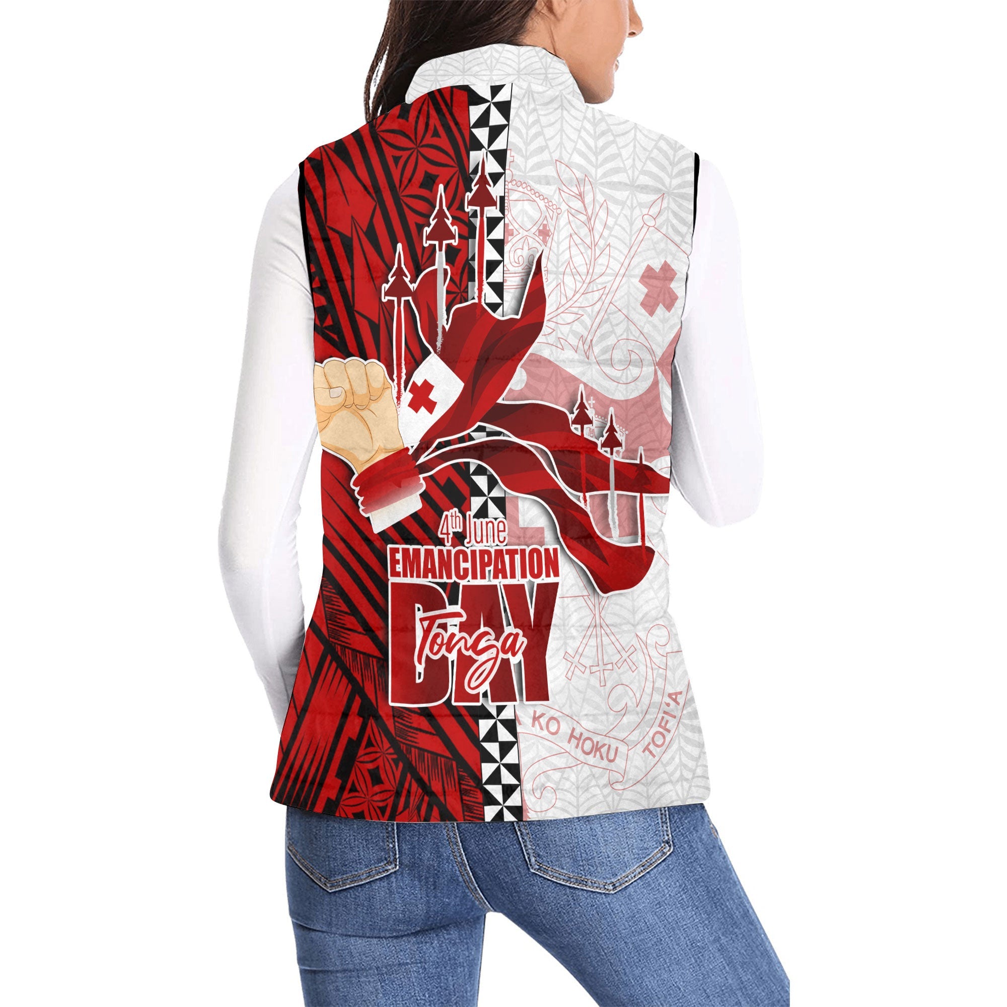 Tonga National Emancipation Day Women Padded Jacket Vest