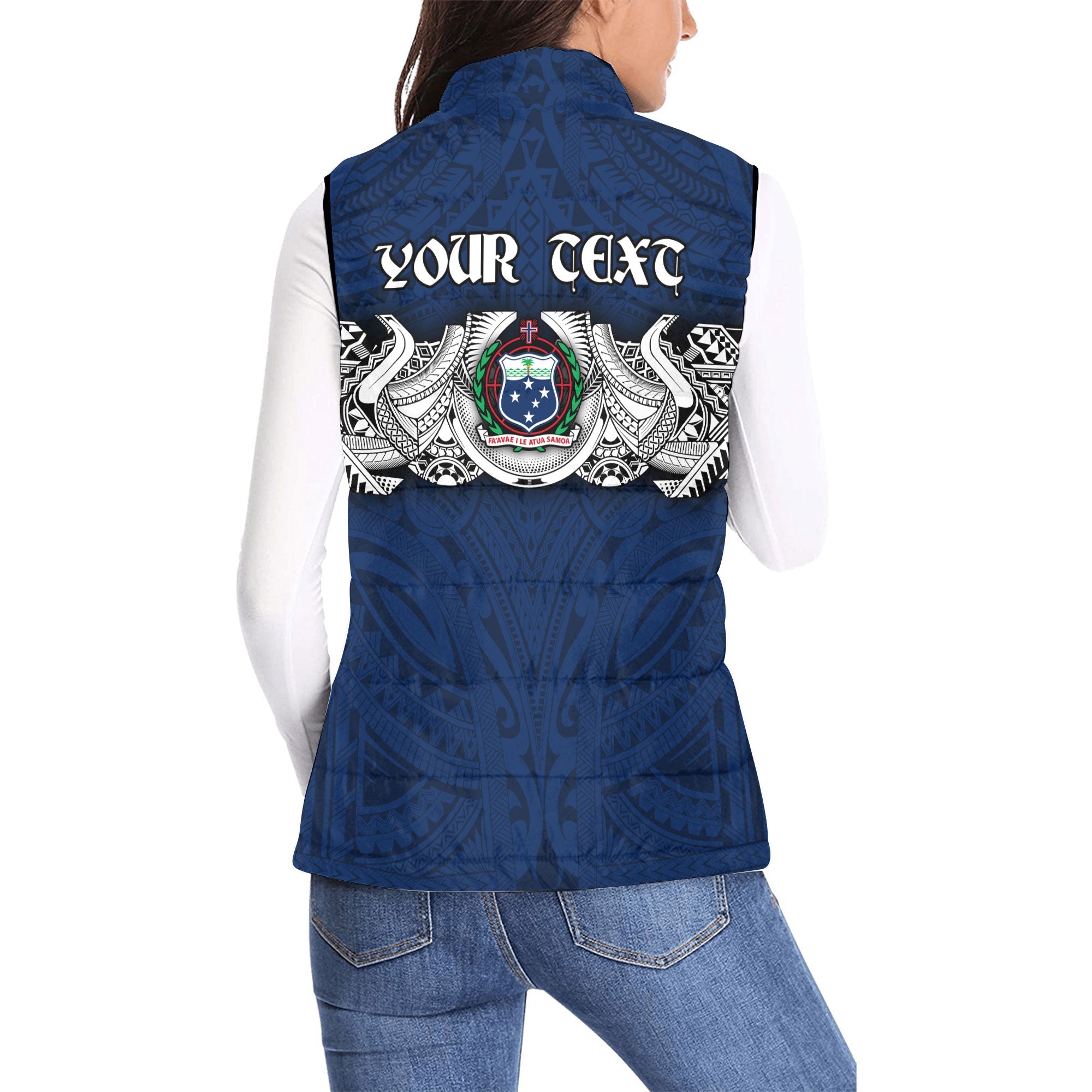 Custom Samoa Warrior Women Padded Jacket Vest