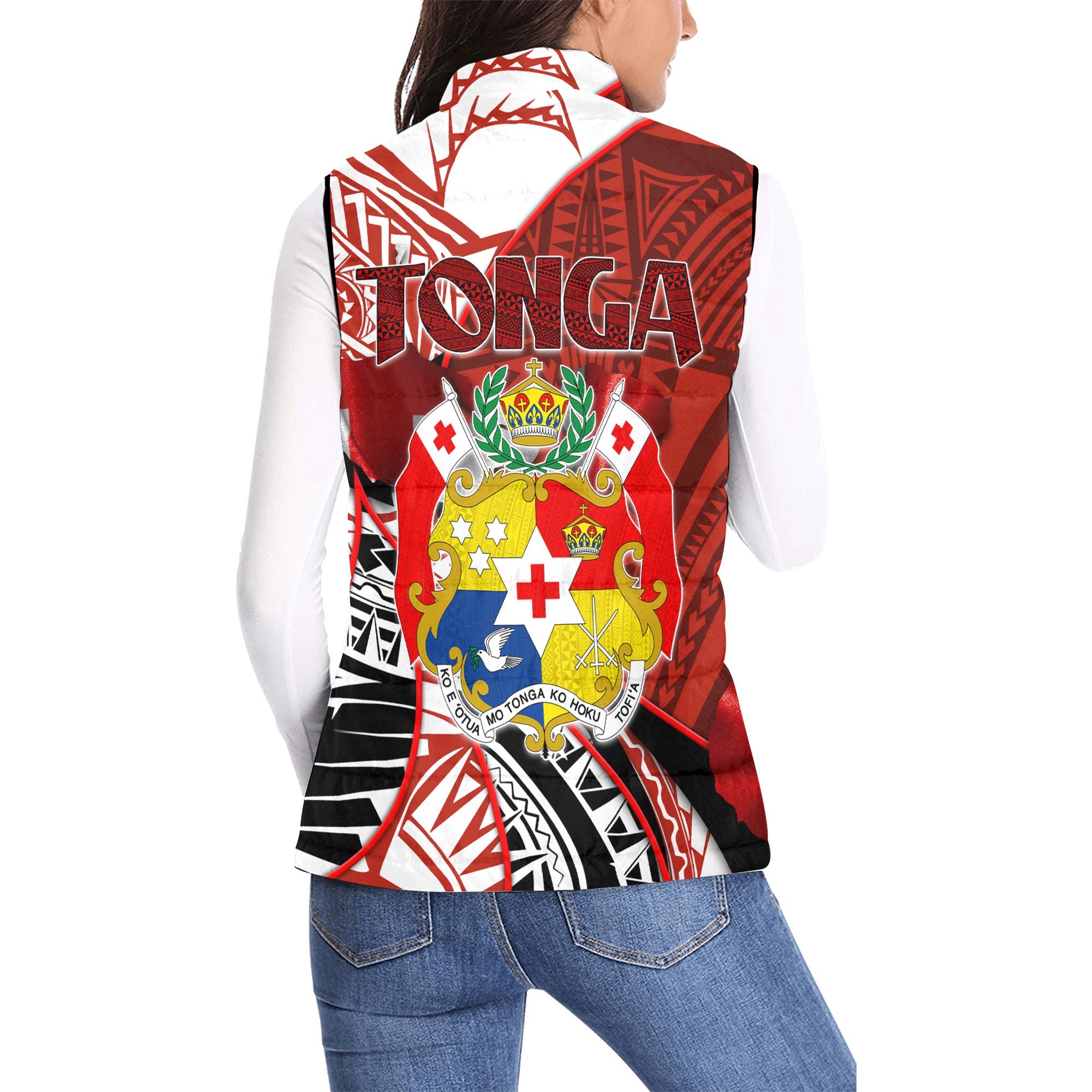 Tonga In My Heart Royal Coat Of Arms Women Padded Jacket Vest