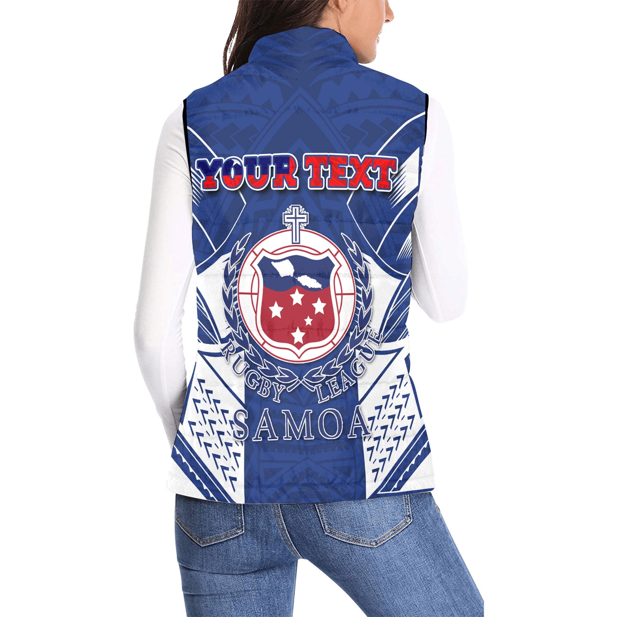 Custom TOA Samoa Rugby Women Padded Jacket Vest