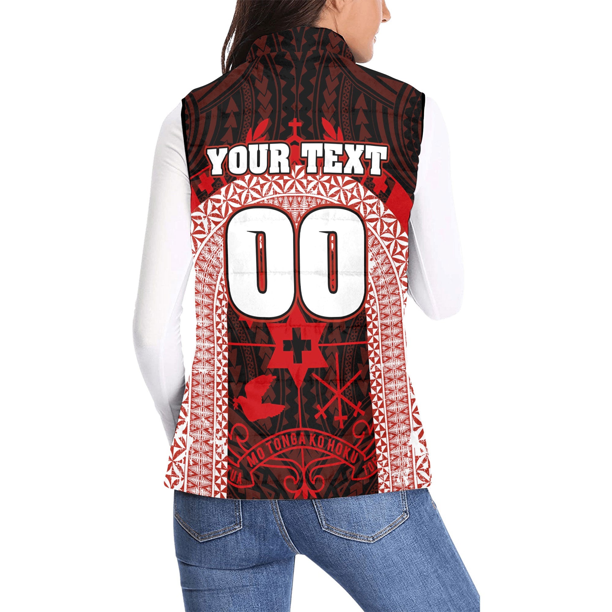 Custom Tonga Mate Ma'a Rugby League Women Padded Jacket Vest