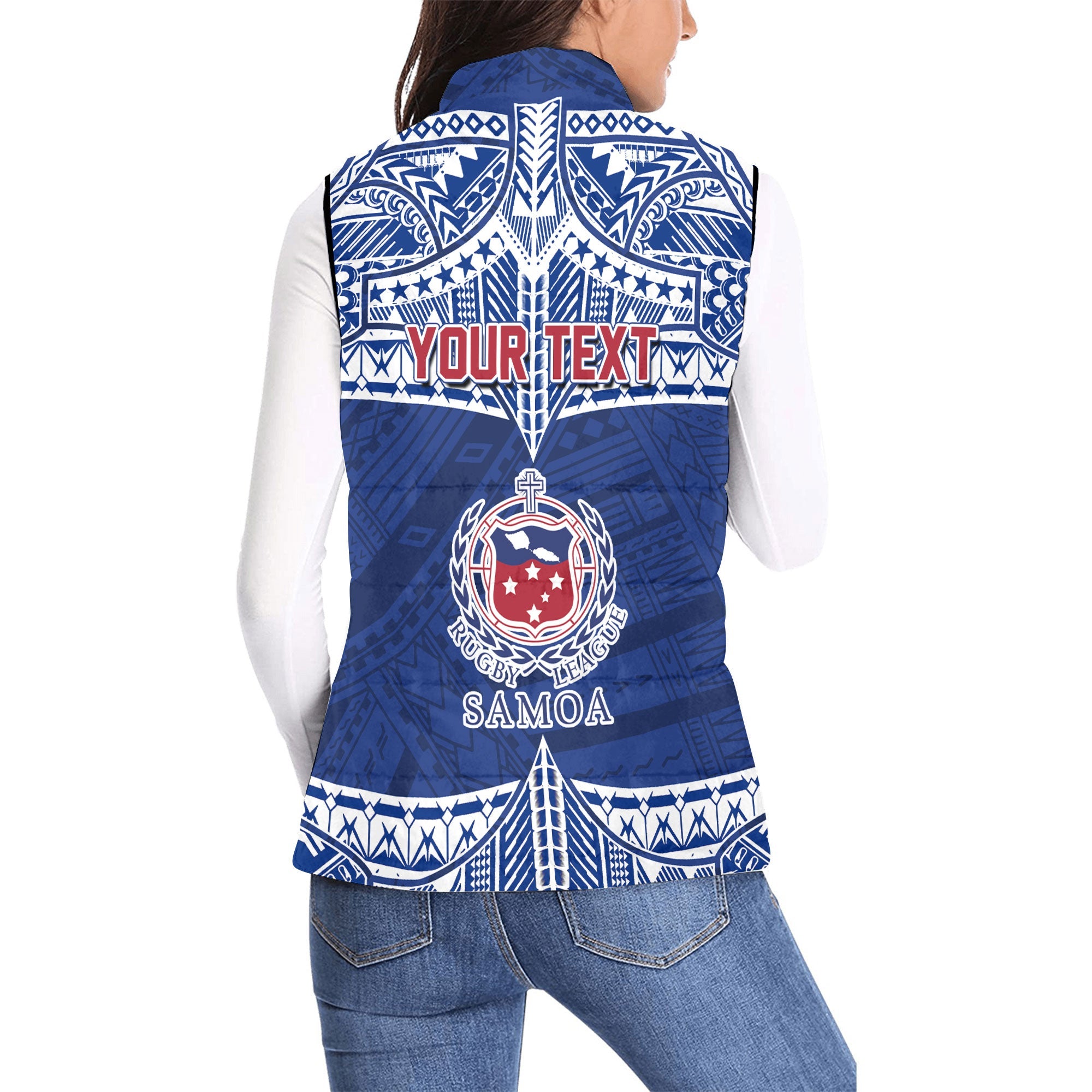 Custom Samoa TOA Rugby Women Padded Jacket Vest Map Style