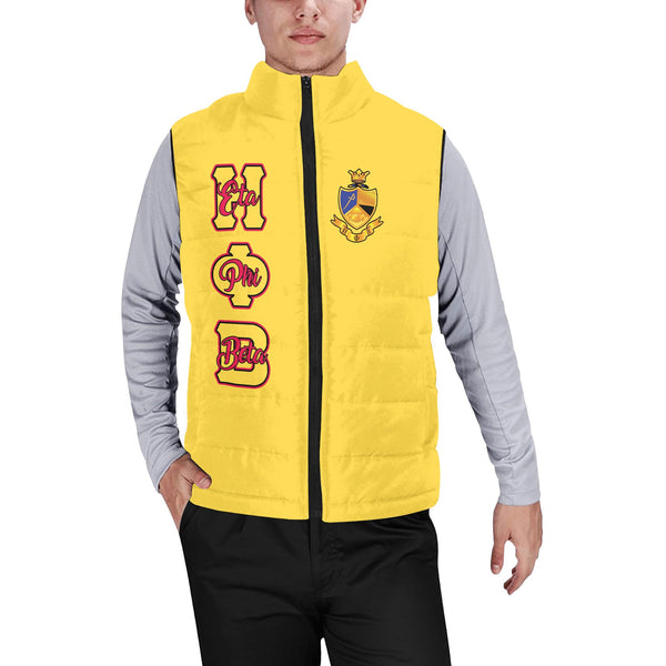 Sorority Jacket - Personalized Eta Phi Beta Men Padded Jacket Vest Original Yellow Style