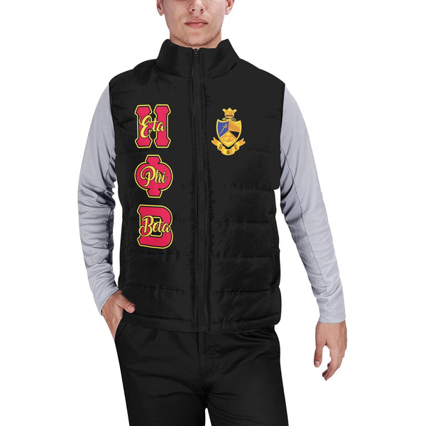 Sorority Jacket - Personalized Eta Phi Beta Men Padded Jacket Vest Original Black Style