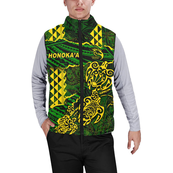 Hawaii Honoka High & Intermediate School Custom Men Padded Jacket Vest Polynesian Turtle Style