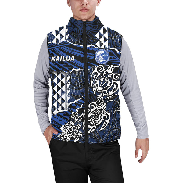 Hawaii Kailua High School Custom Men Padded Jacket Vest Polynesian Turtle Style