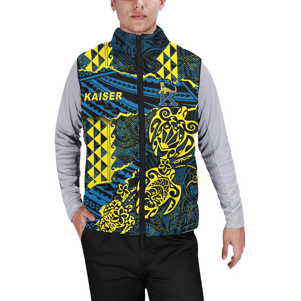 Hawaii Kaiser High School Custom Men Padded Jacket Vest Polynesian Turtle Style